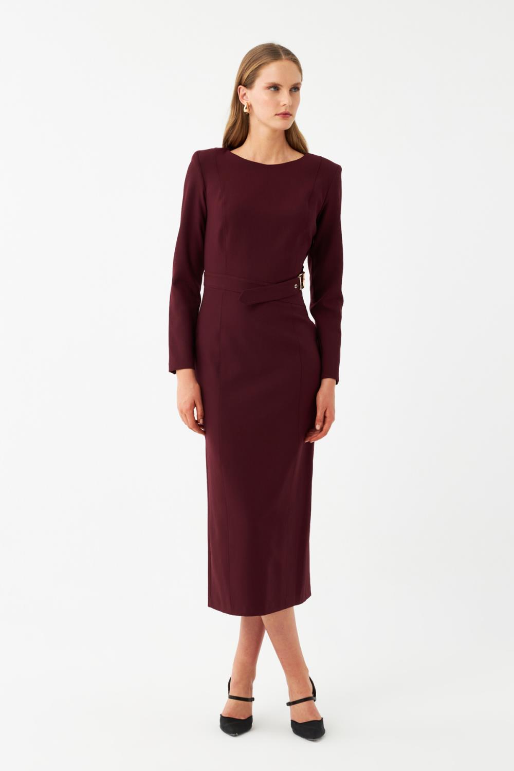 Kuşak Detaylı Maxi Elbise
