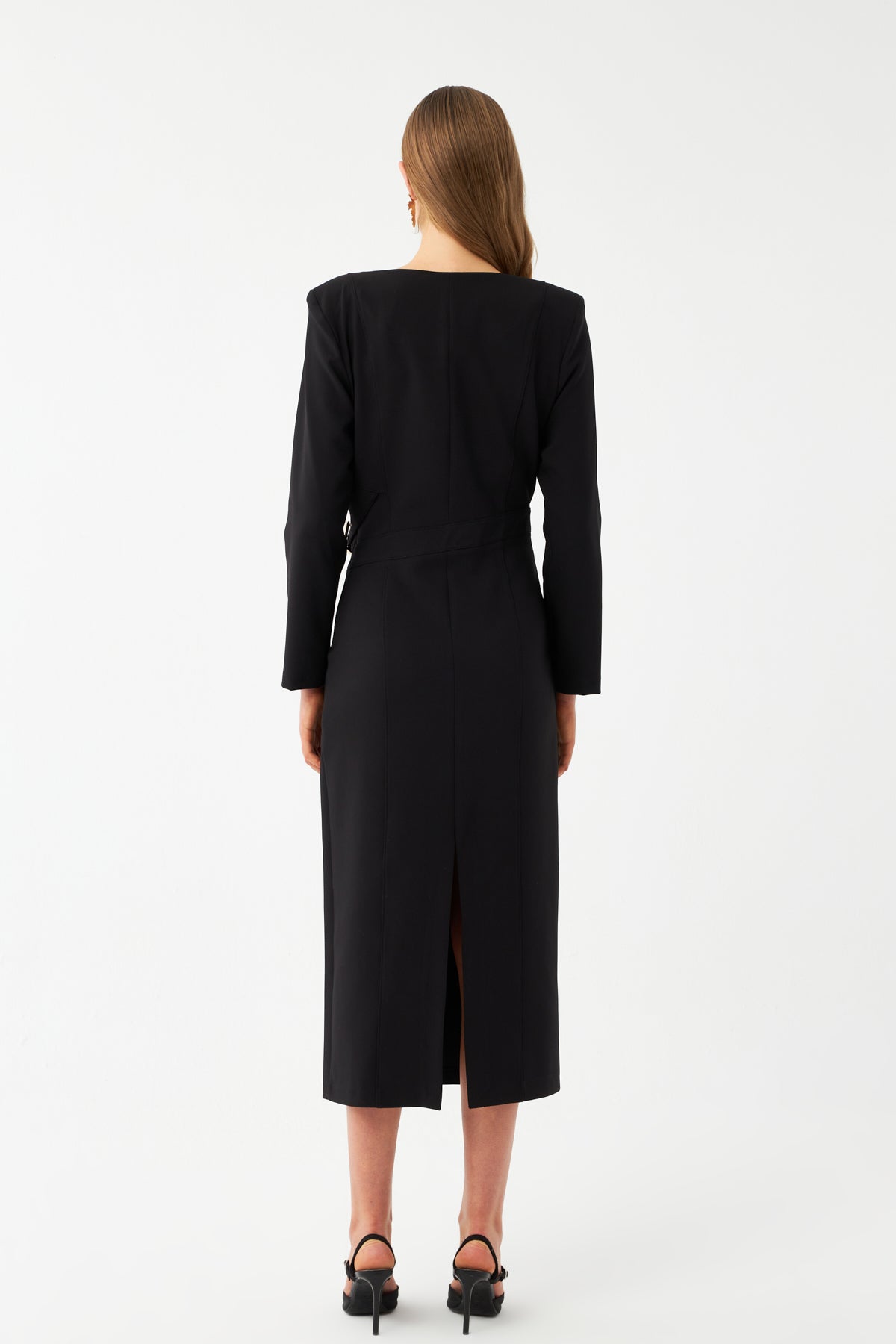 Kuşaklı Detaylı Maxi Elbise