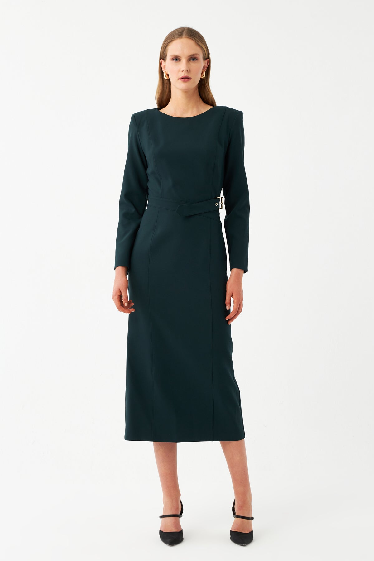 Kuşak Detaylı Maxi Elbise