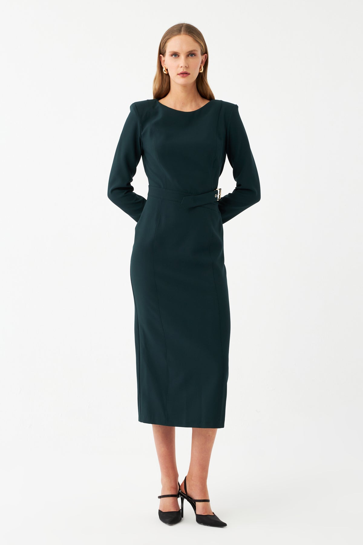 Kuşak Detaylı Maxi Elbise