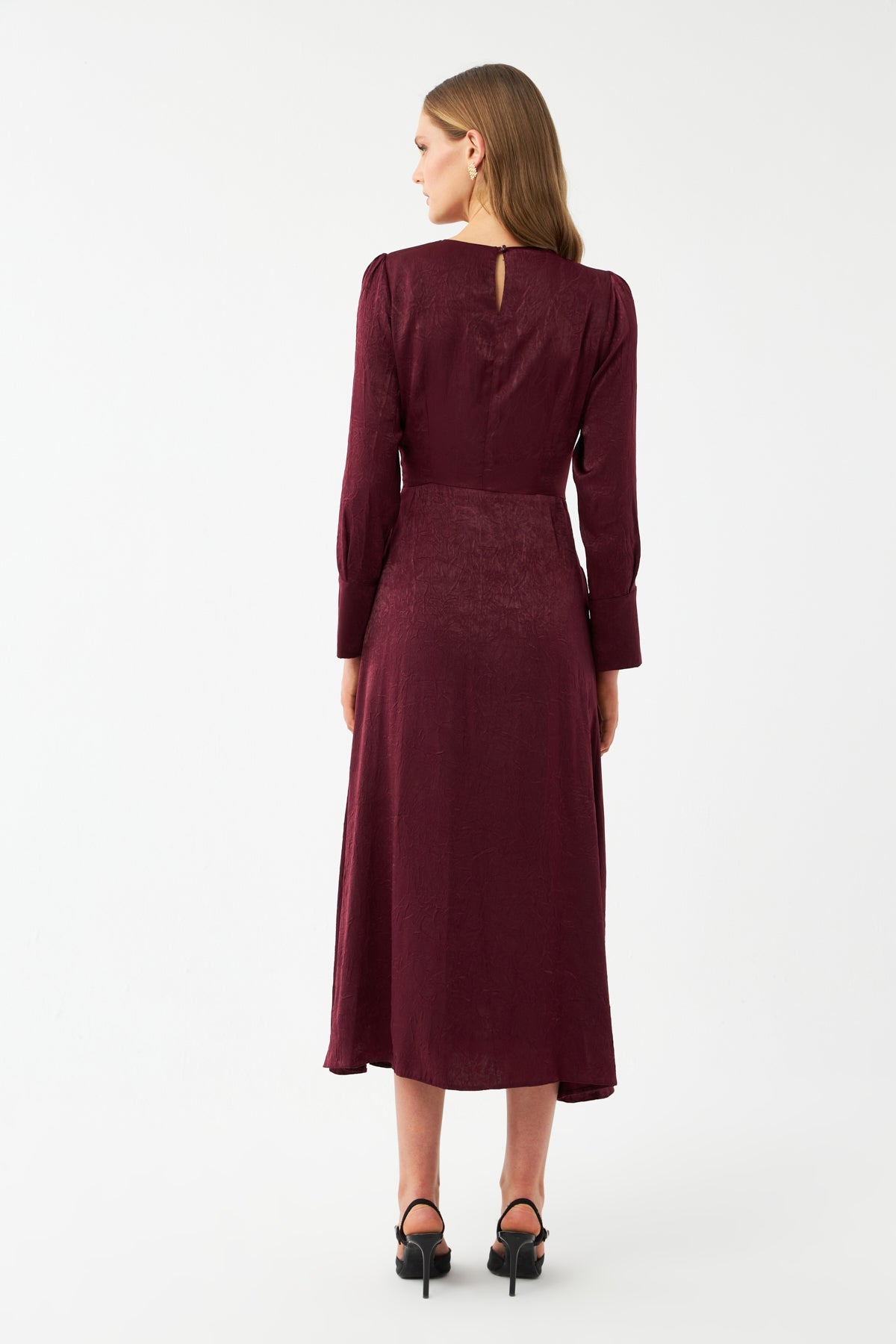 Fiyonk Detaylı Midi Elbise