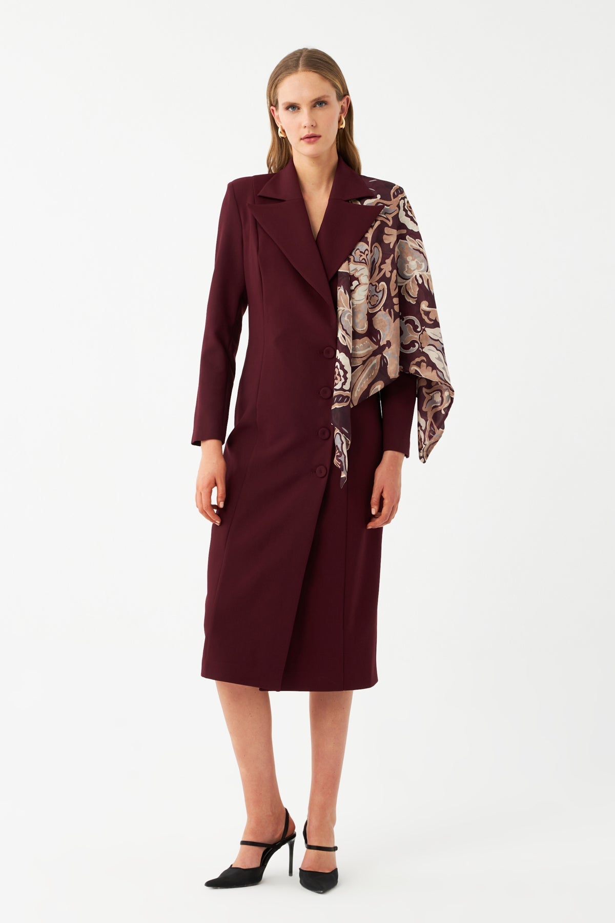 Şal Detaylı Blazer Elbise