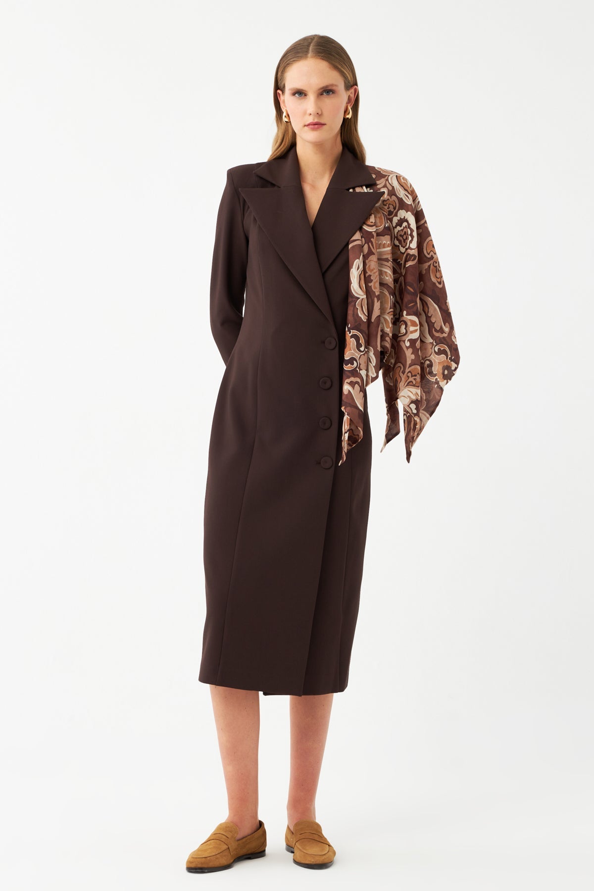 Şal Detaylı Blazer Elbise