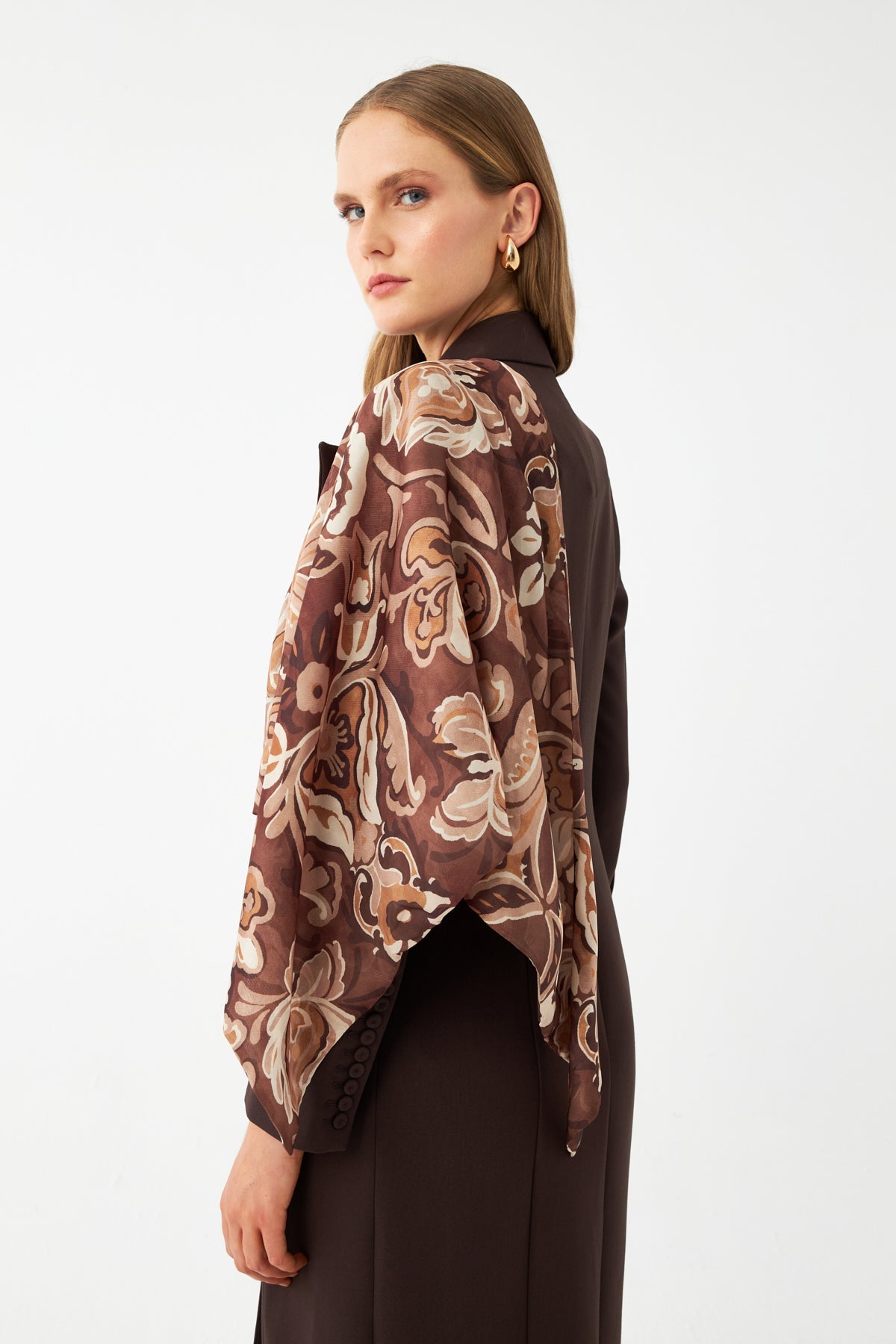 Şal Detaylı Blazer Elbise