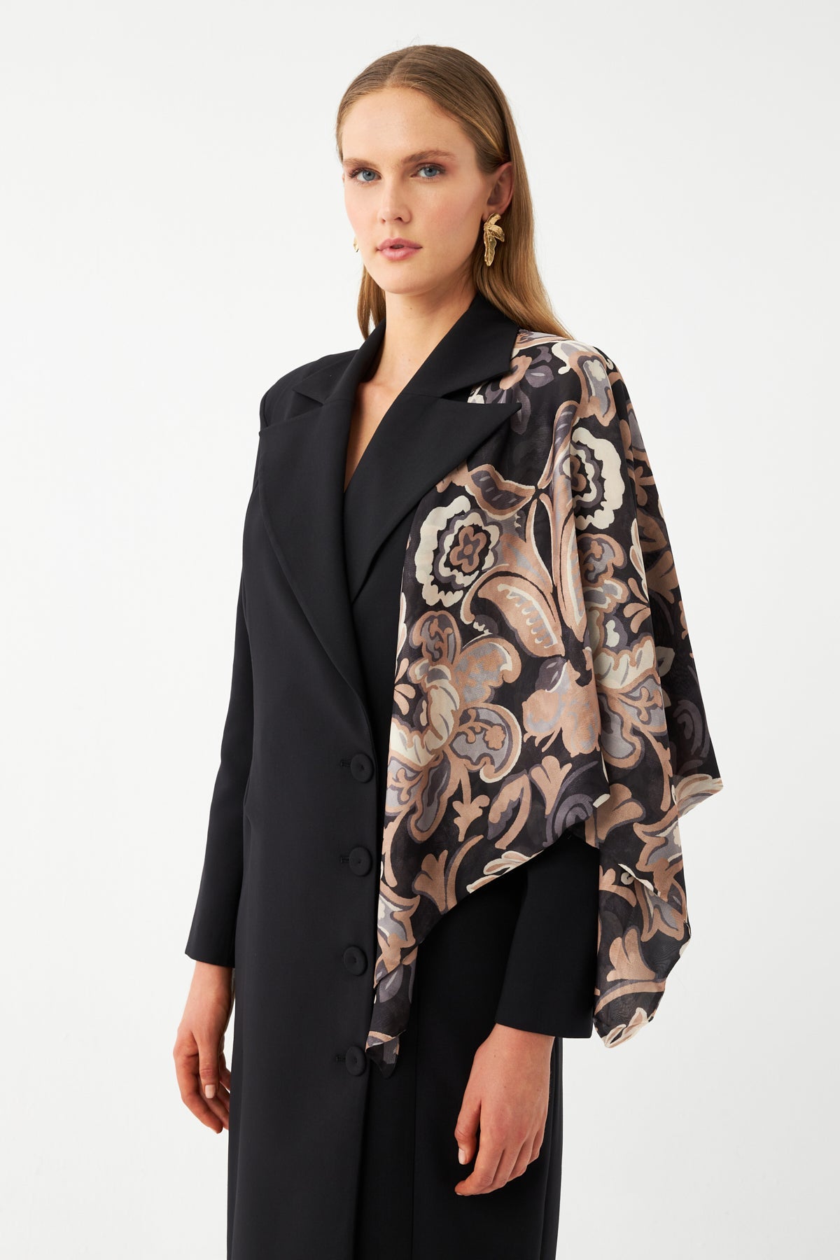 Şal Detaylı Blazer Elbise