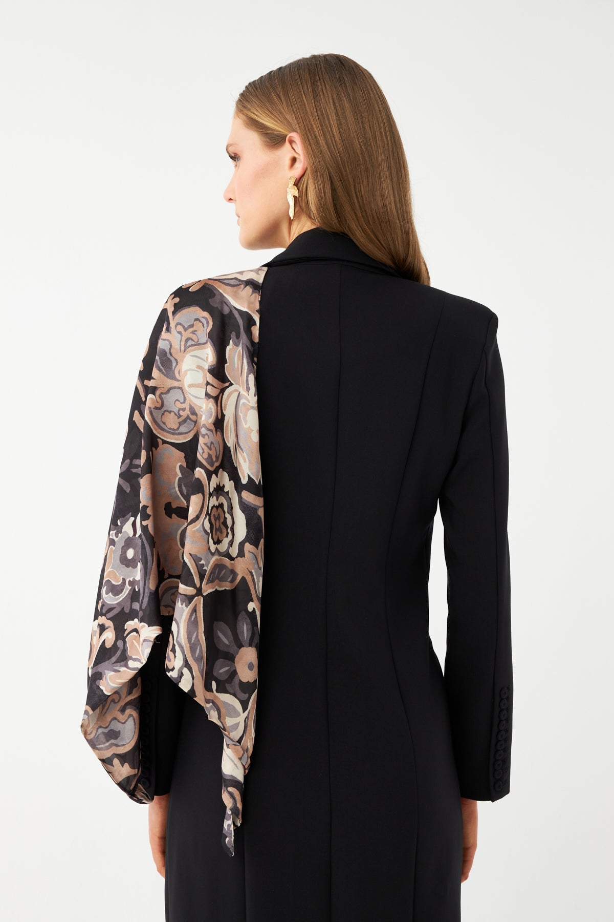 Şal Detaylı Blazer Elbise