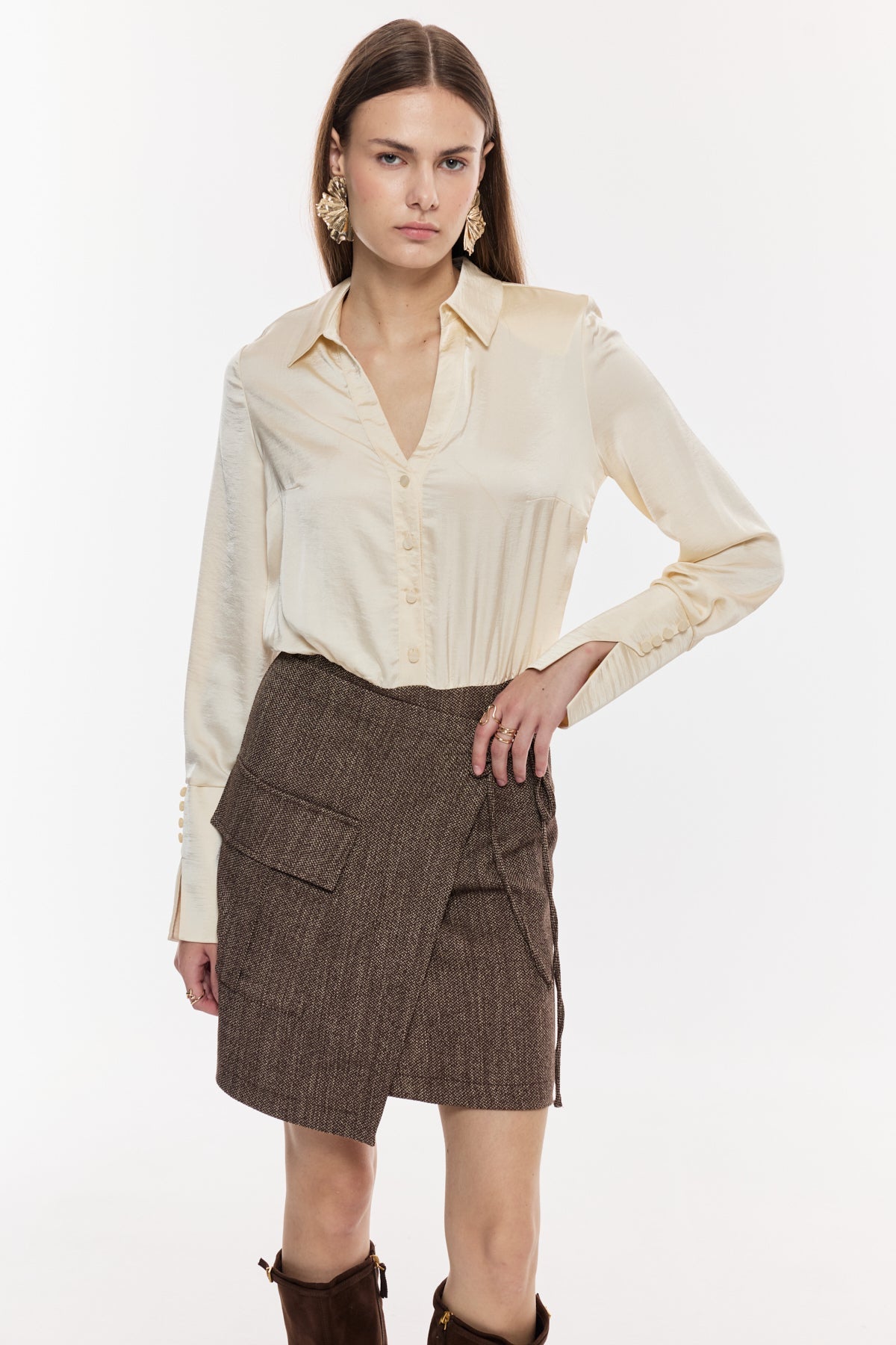 Kuşaklı Cepli Mini Elbise