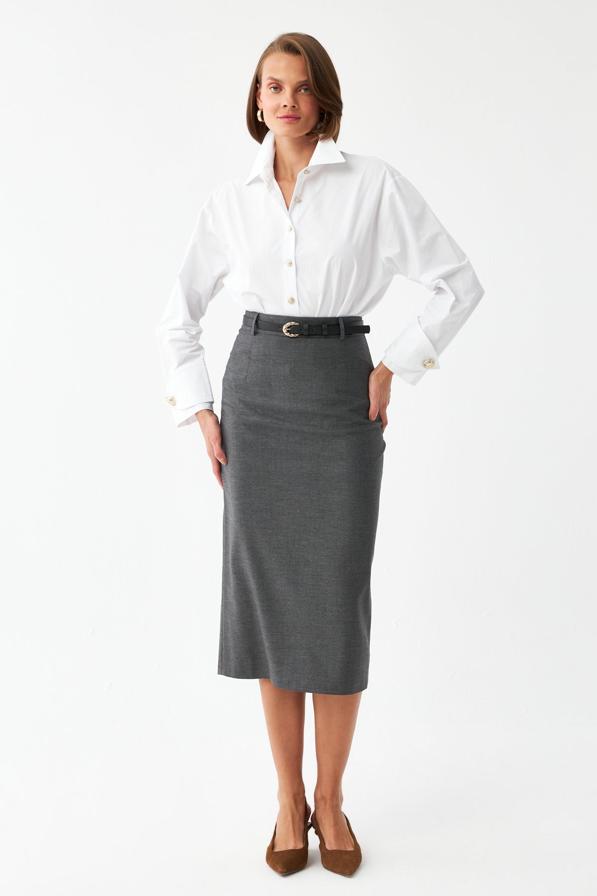 Şık Tasarım Midi Etek