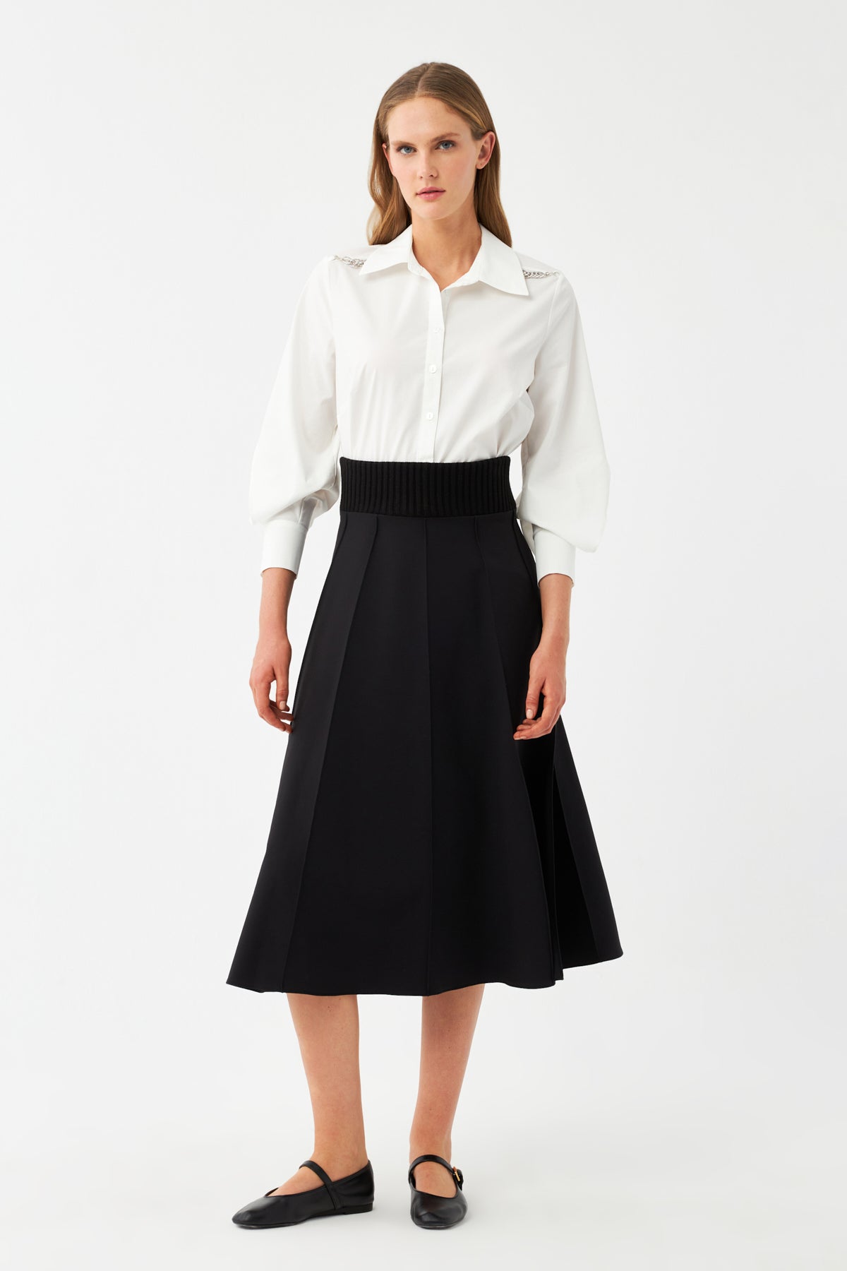 Yüksek Bel Midi Etek