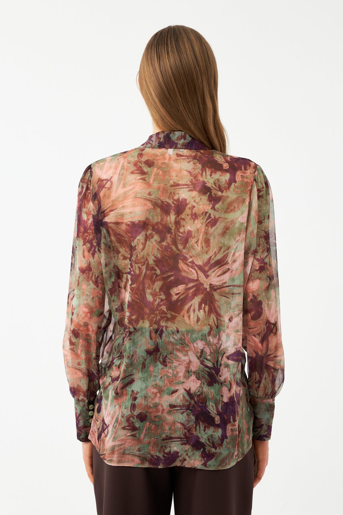 Kadın Çiçek Desenli Şifon Bluz