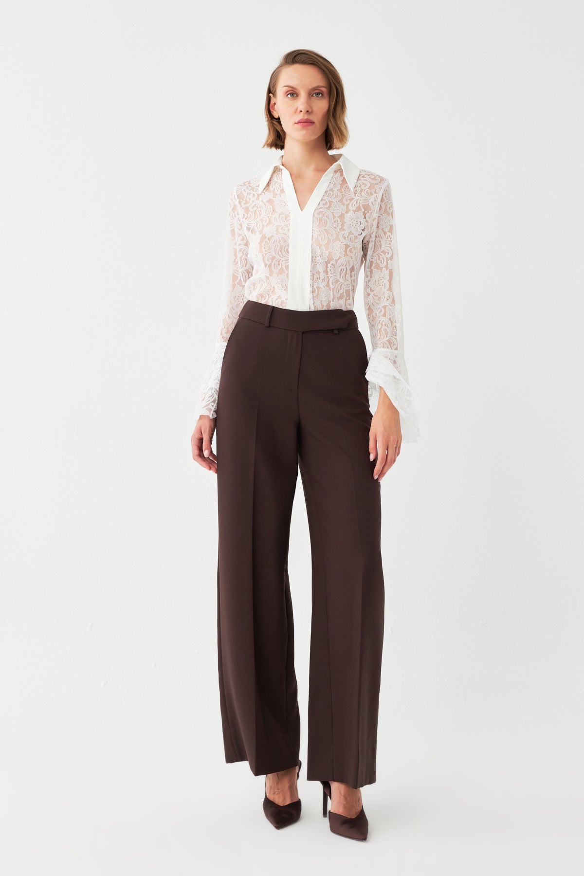 Yüksek Bel Geniş Paça Pantolon