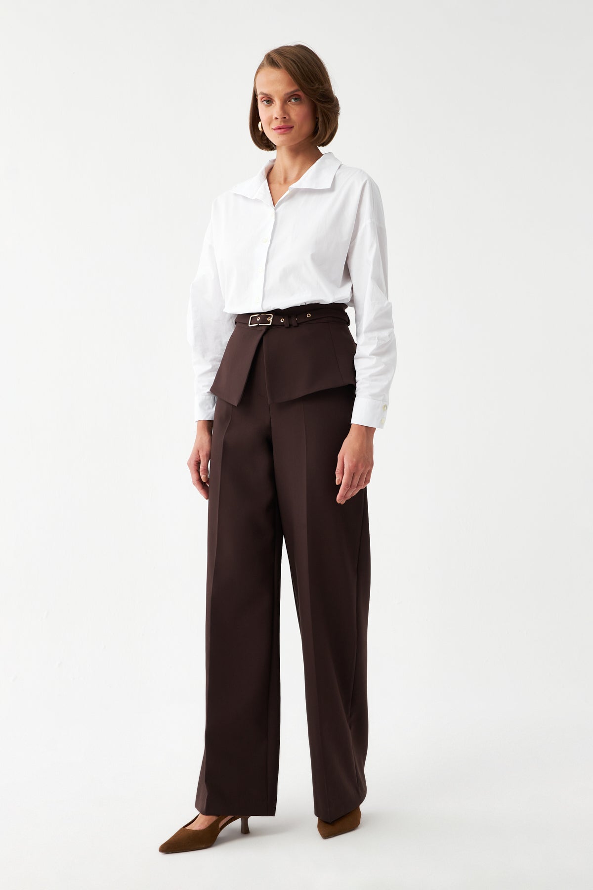 Kuşak Detaylı Palazzo Pantolon