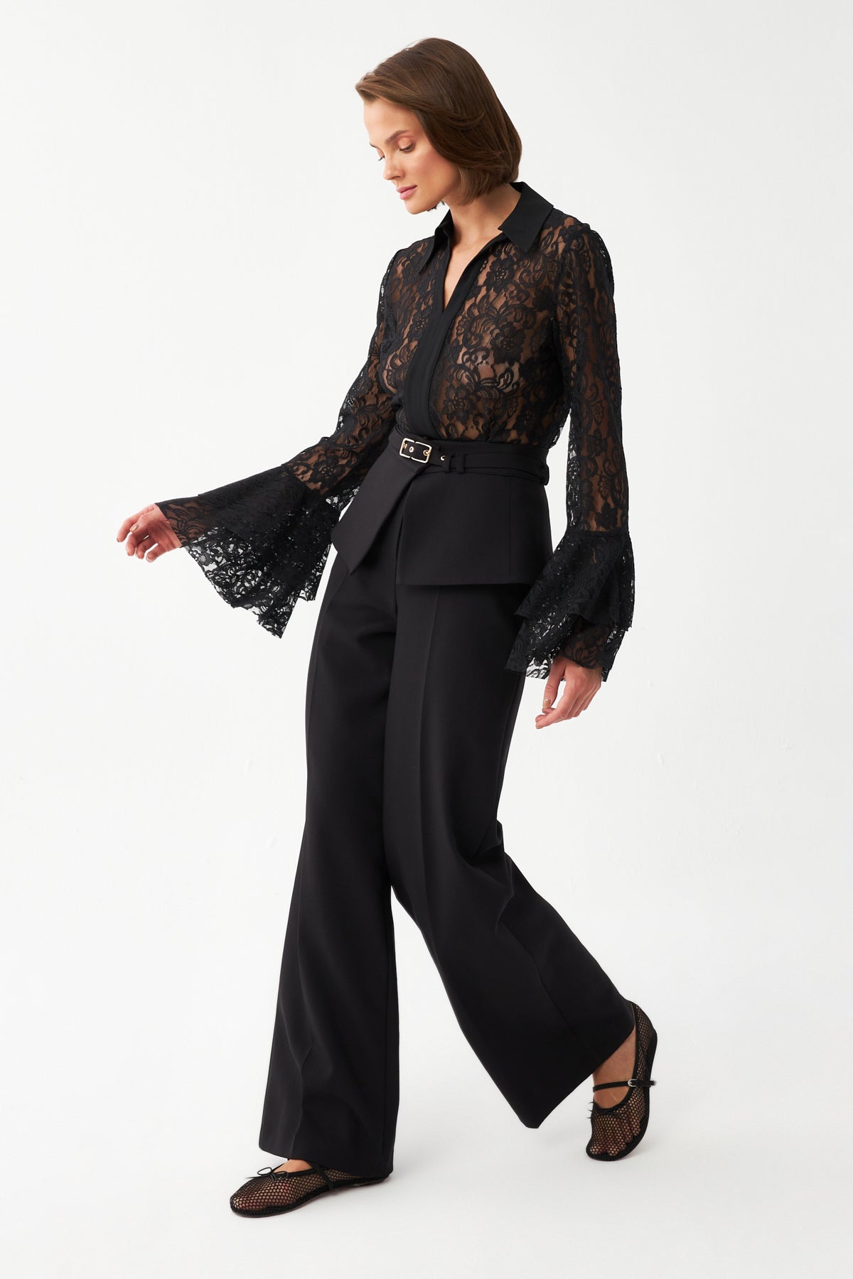 Kuşak Detaylı Palazzo Pantolon