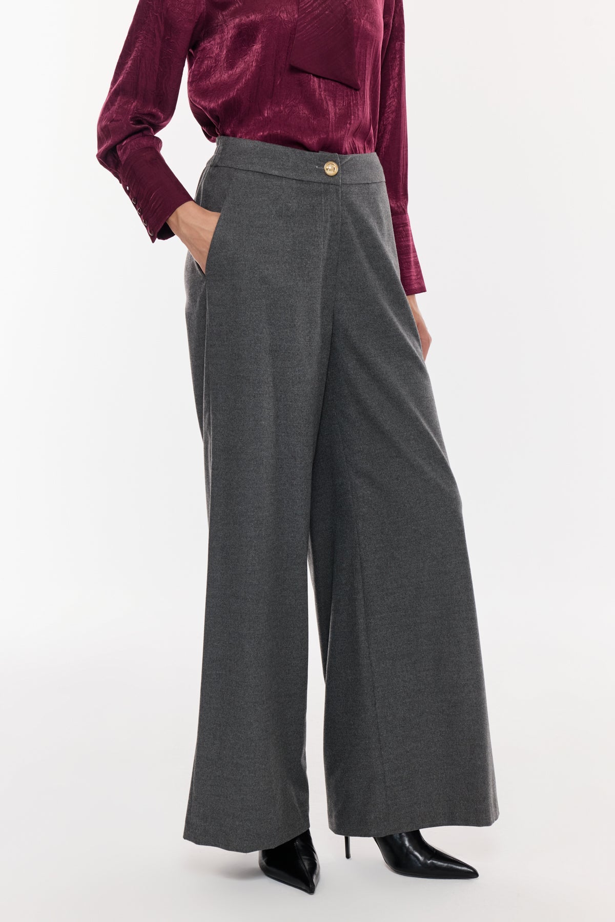 Geniş Paça Tok  Kumaş Pantolon