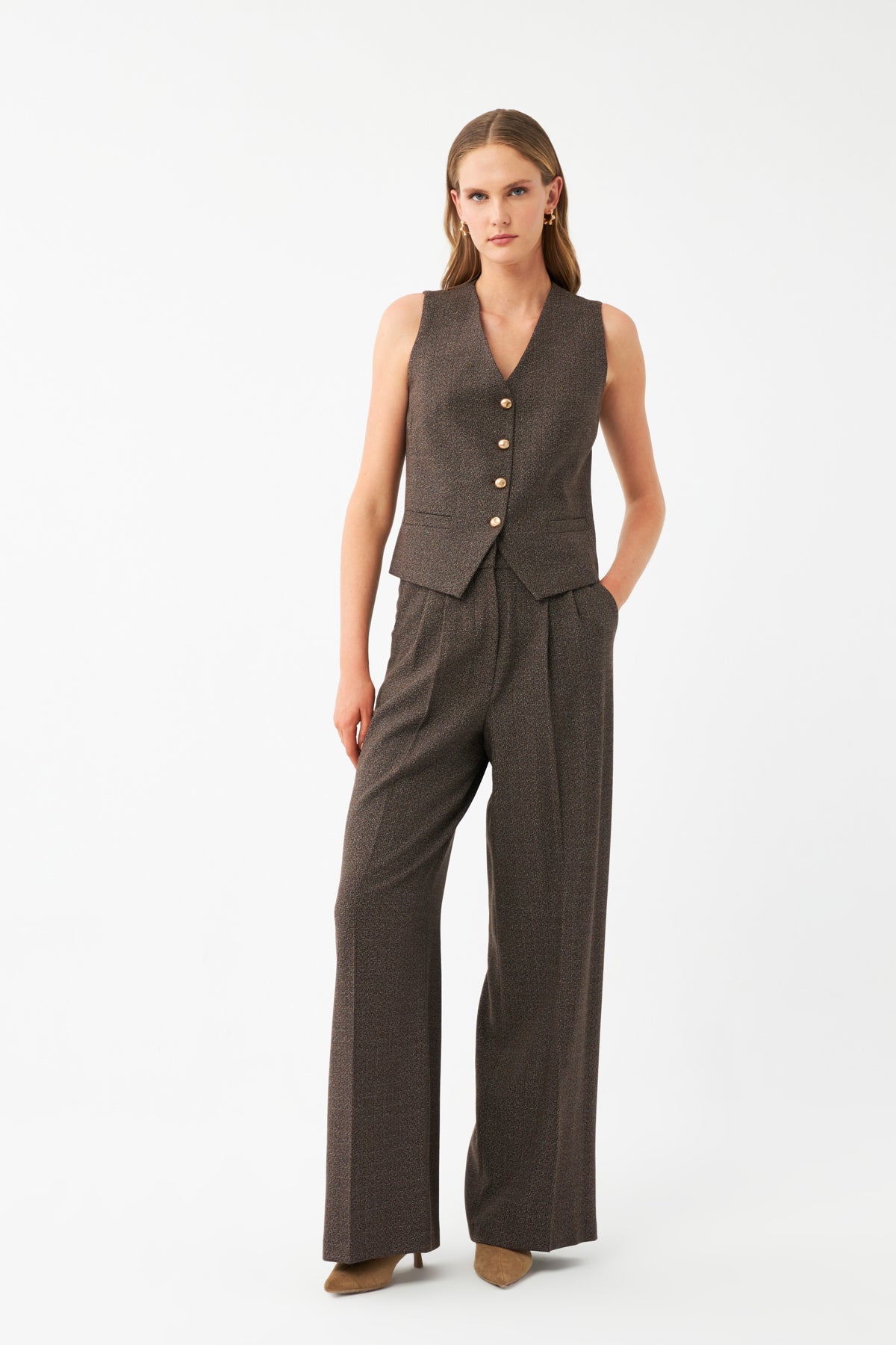 Yelek-Bol Paça Pantolon Takım