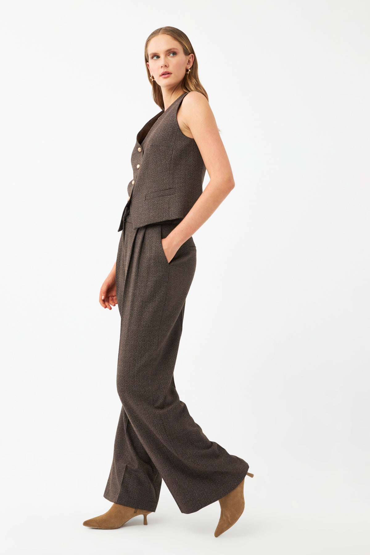 Yelek-Bol Paça Pantolon Takım