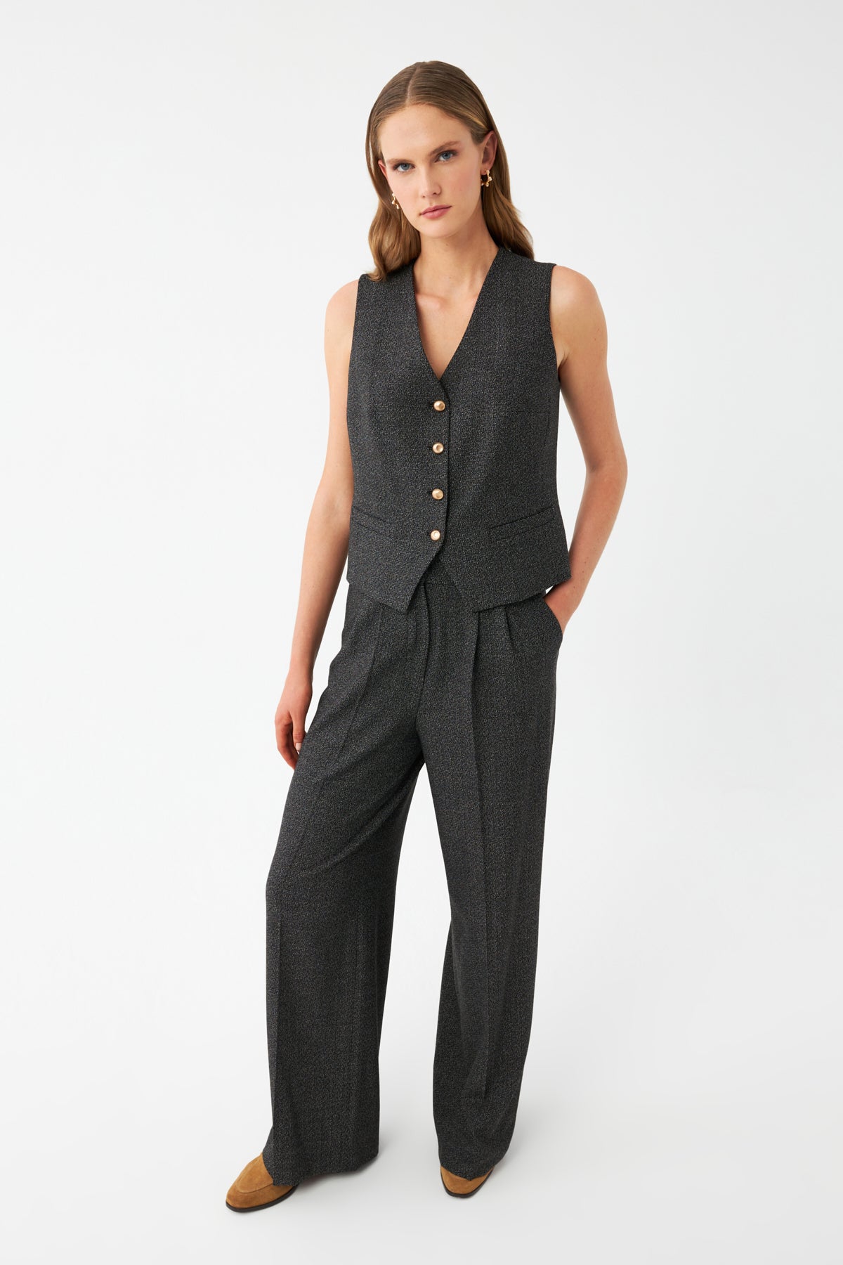 Yelek-Bol Paça Pantolon Takım