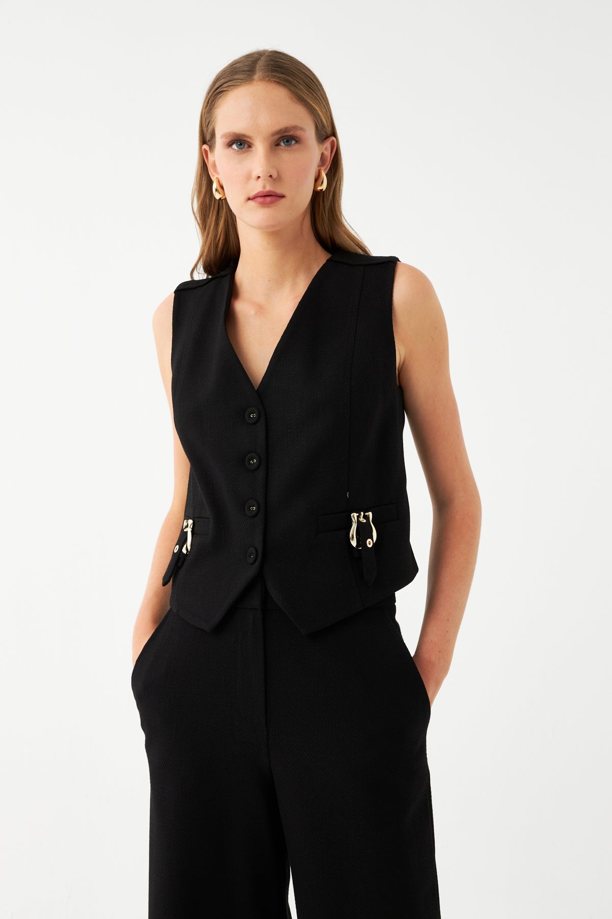 Yelek-Bol Paça Pantolon Takım