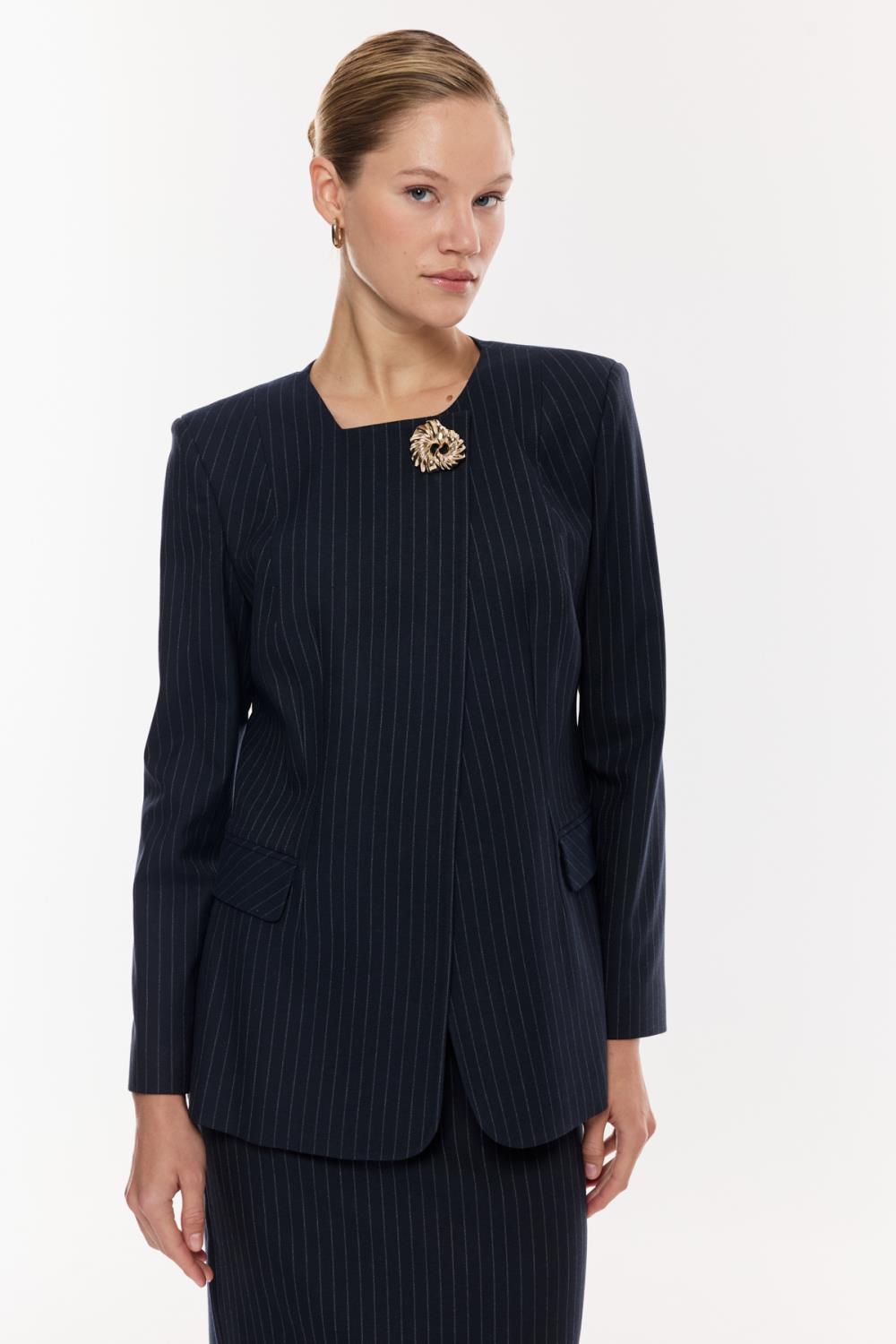 Çizgili Kalem Etek Takım