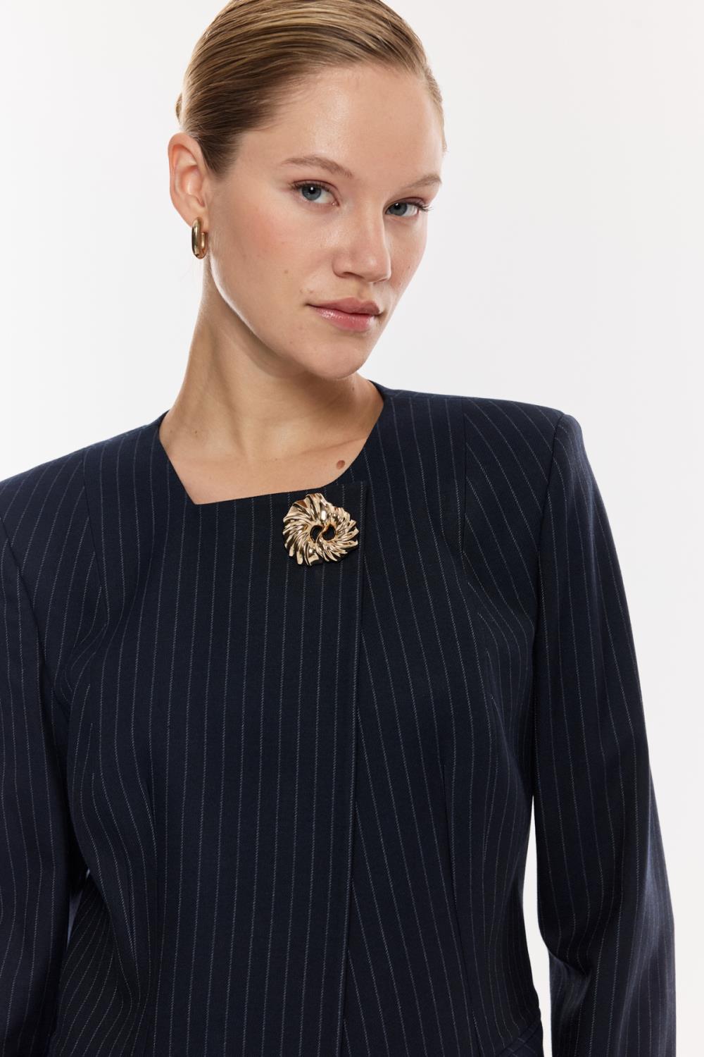 Çizgili Kalem Etek Takım