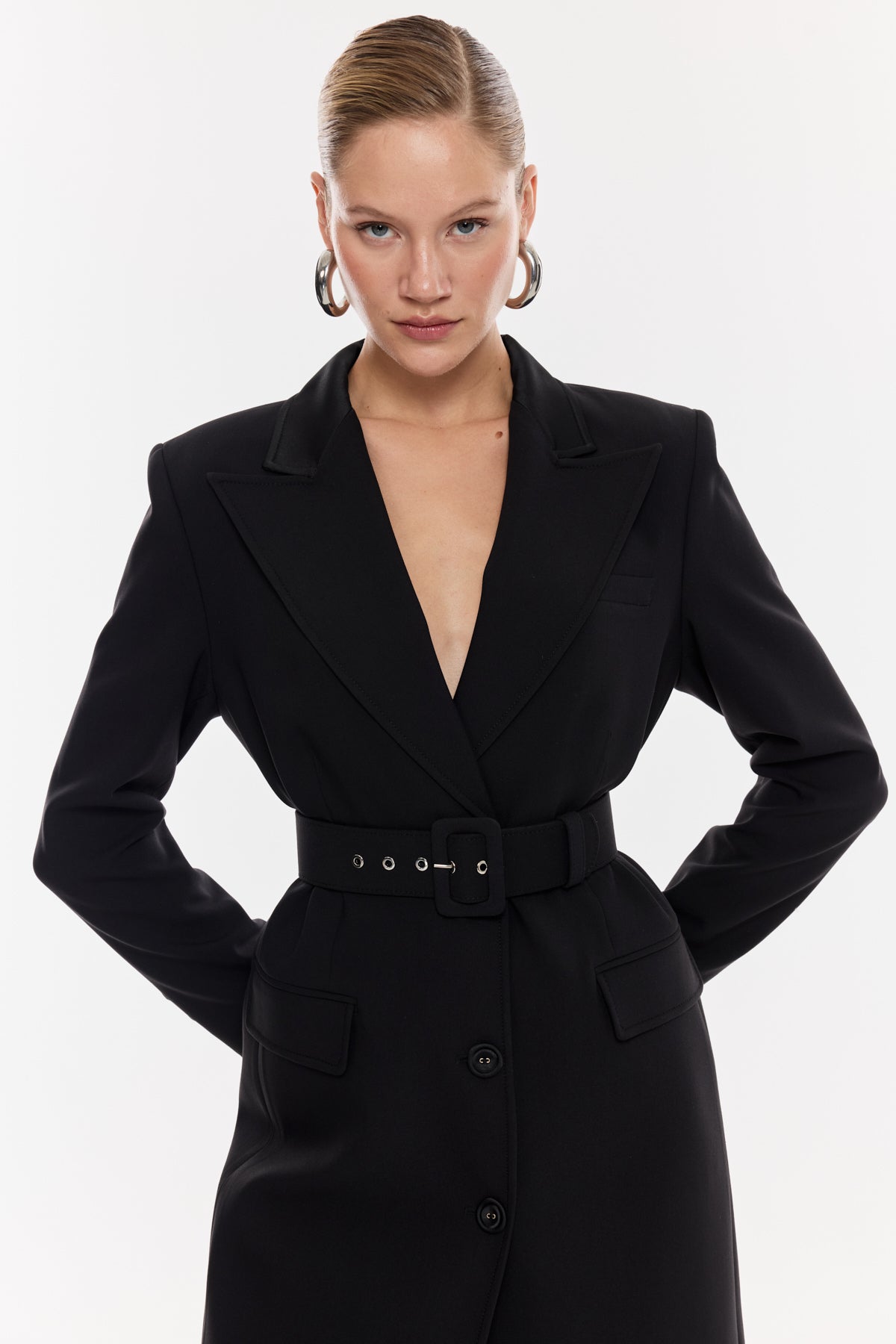 Kuşaklı Uzun Takım Ceket