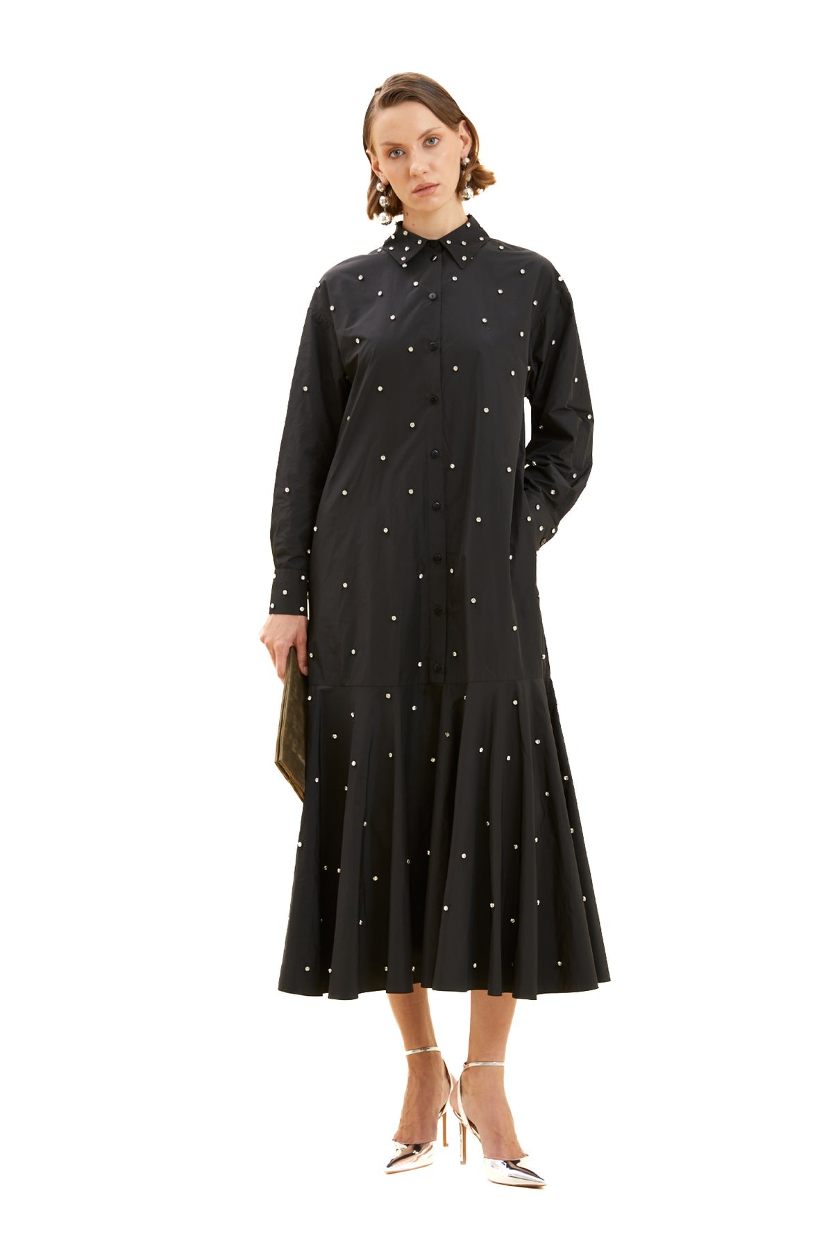 Taş Detaylı Gömlek Elbise