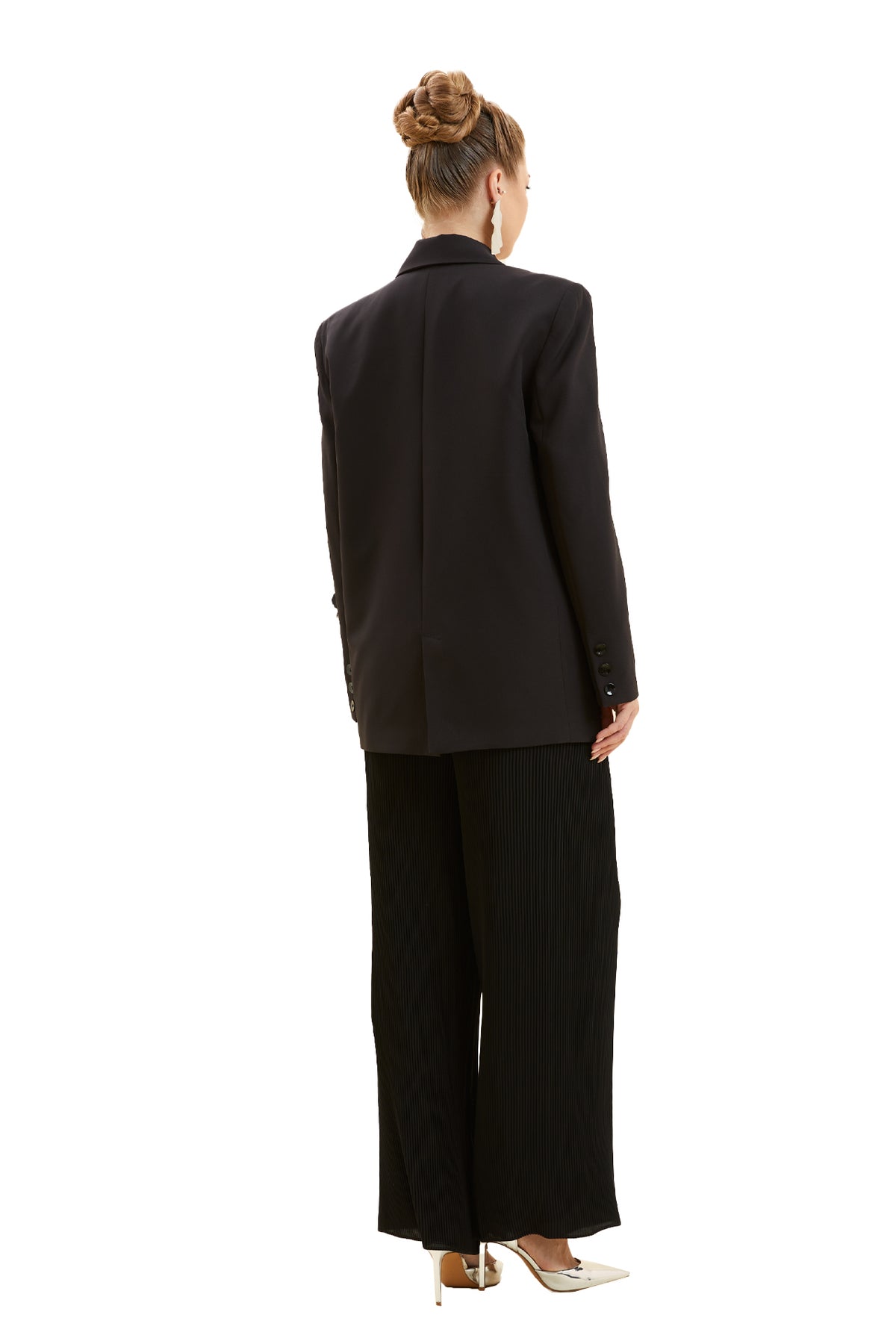 Aplike Detaylı Kruvaze Ceket