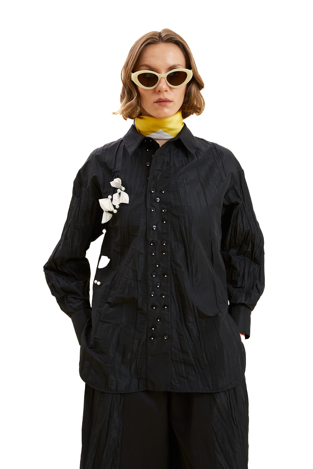 Kraş Detaylı Tafta Gömlek