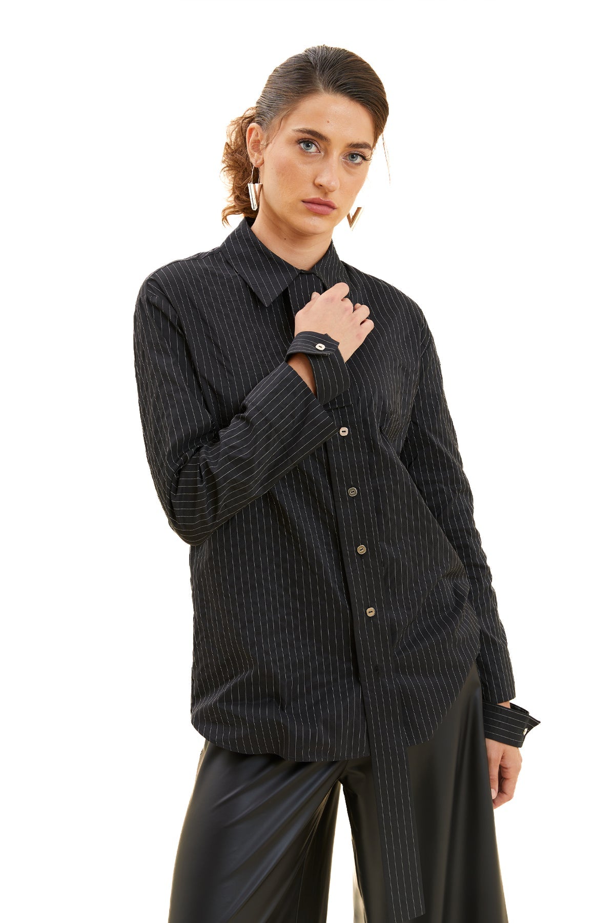 Çizgili Tafta Gömlek