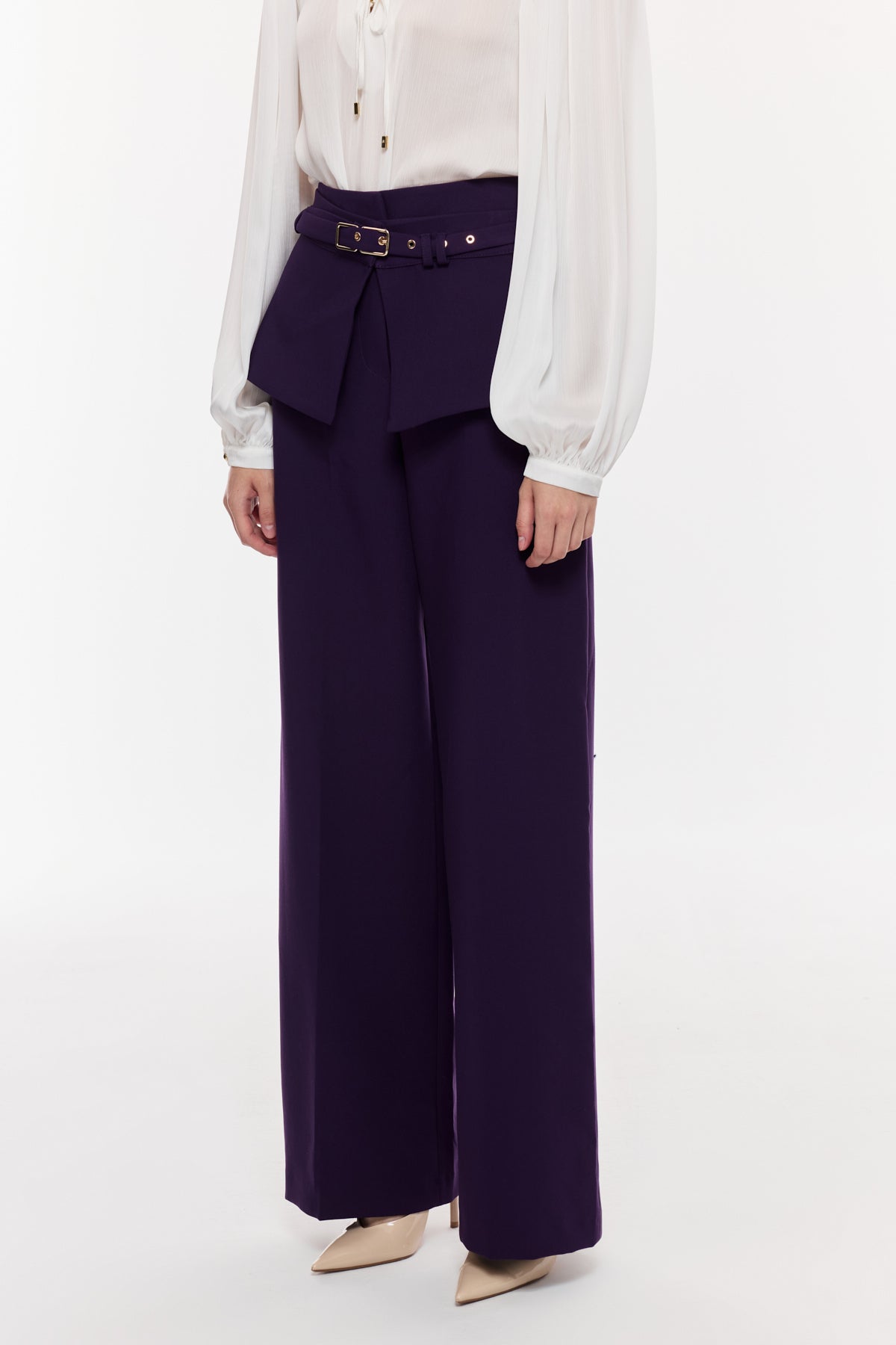 Kuşak Detaylı Palazzo Pantolon