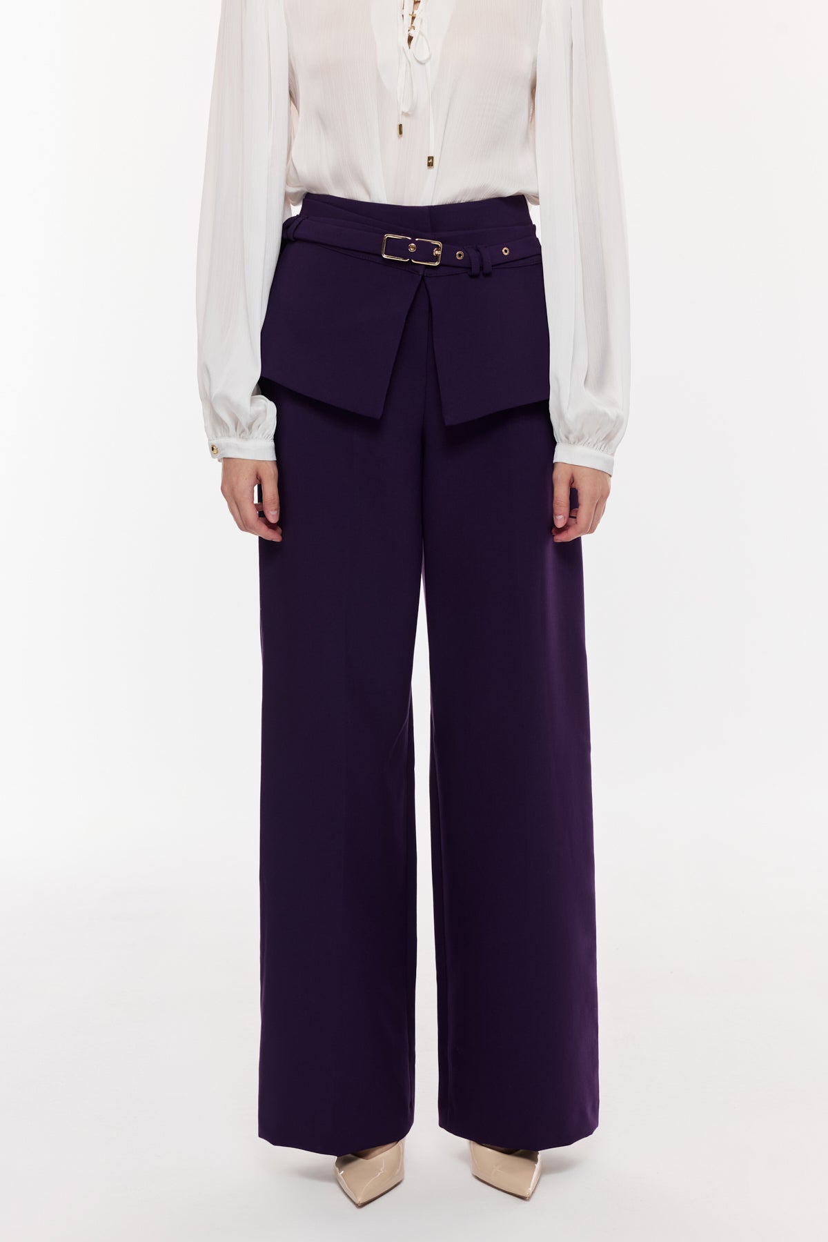 Kuşak Detaylı Palazzo Pantolon