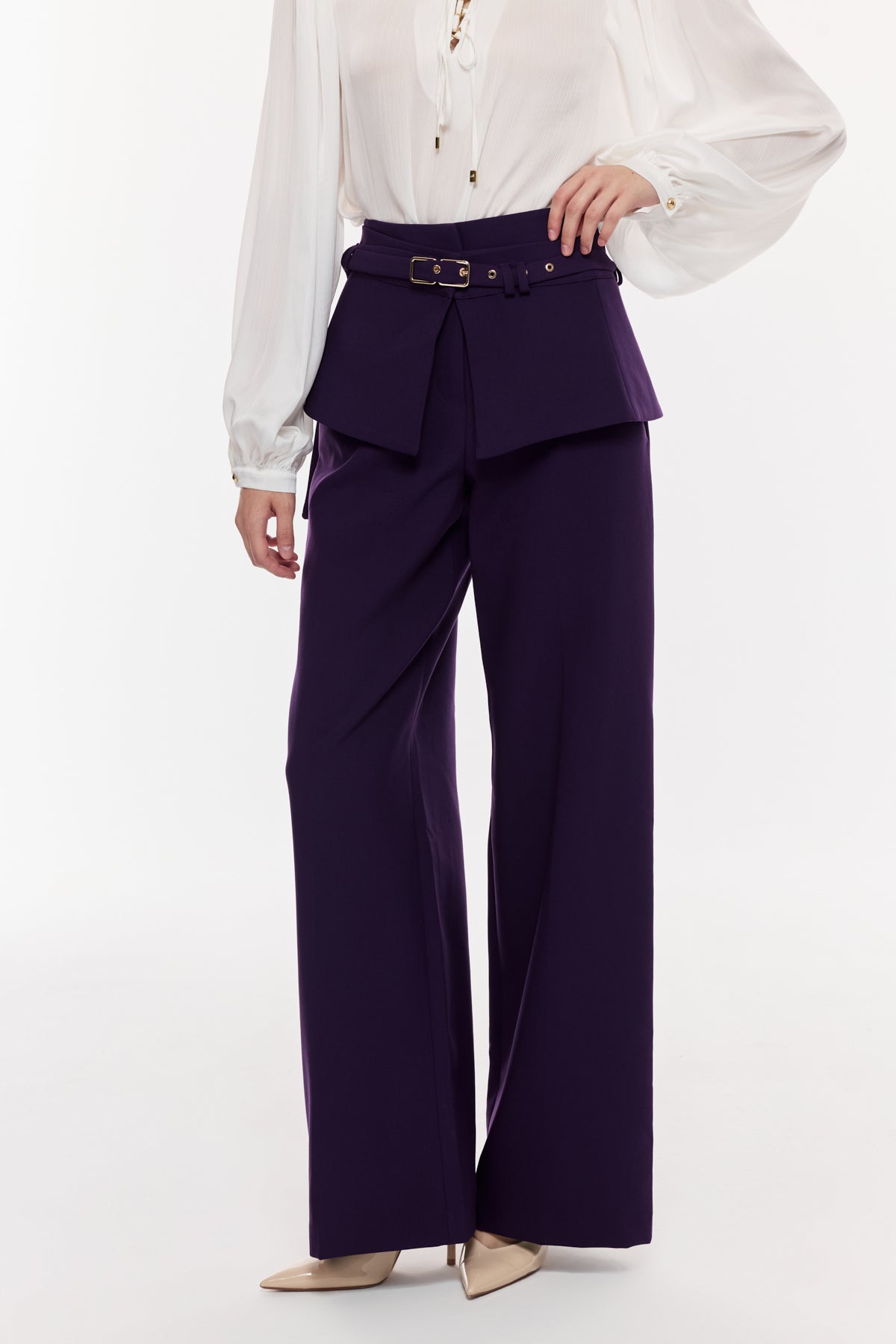 Kuşak Detaylı Palazzo Pantolon