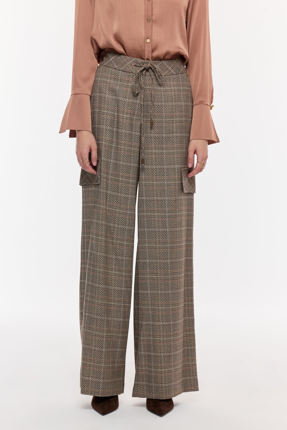 Kareli Geniş Paça Pantolon