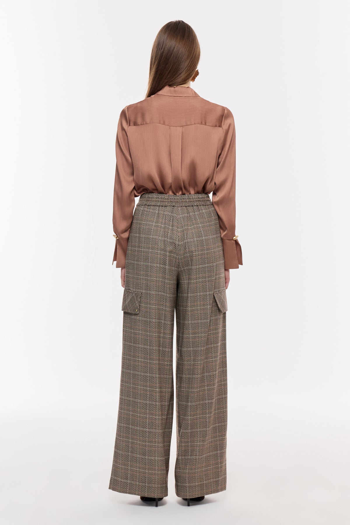 Kareli Geniş Paça Pantolon