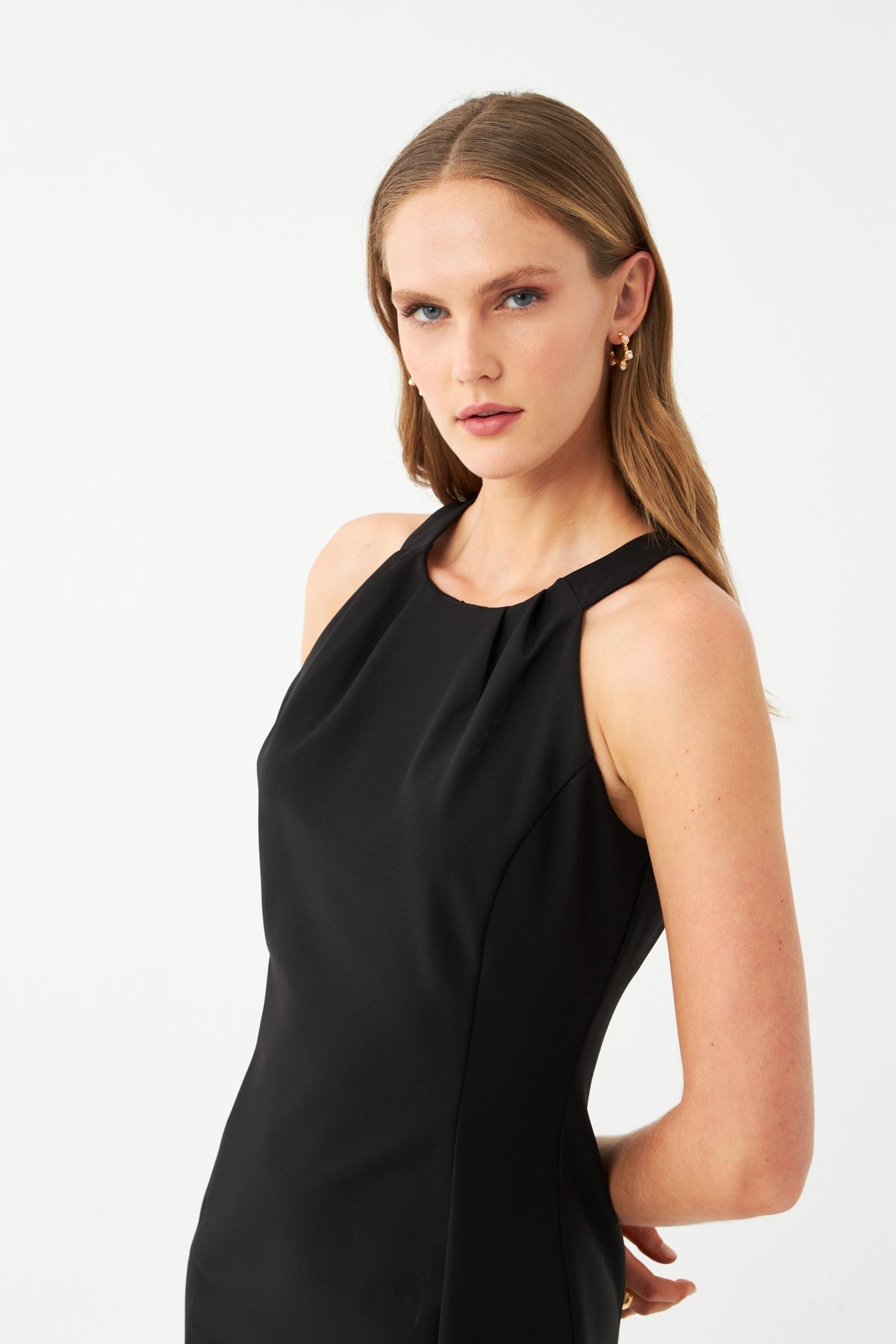 Kadın Siyah Halter Yaka Mini Elbise