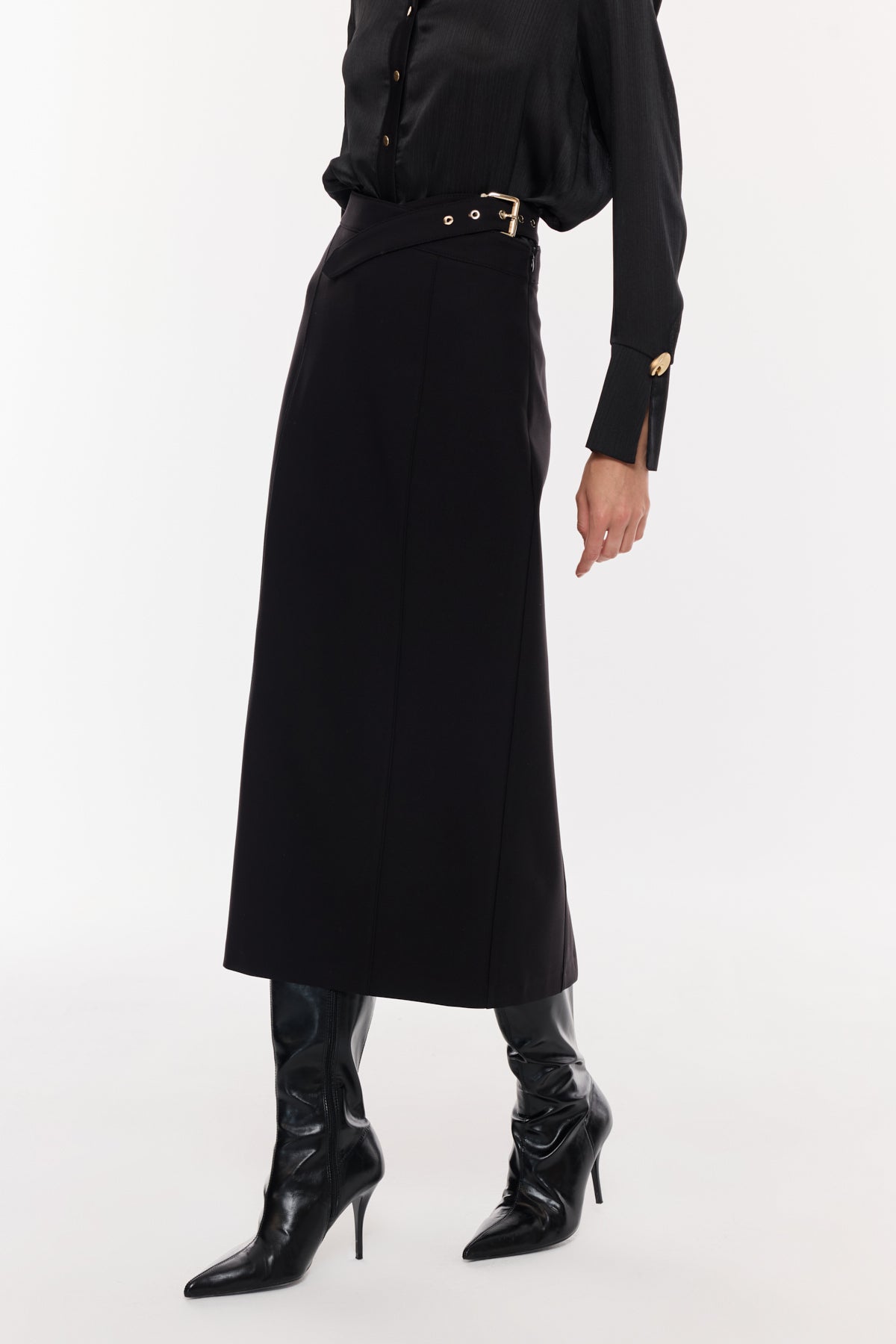 Kuşak Detaylı Kalem Etek