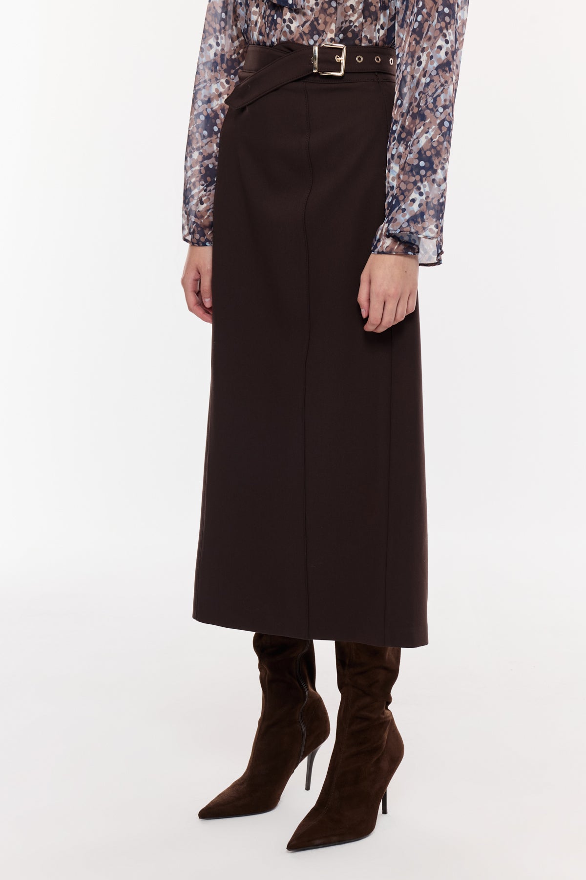 Kuşak Detaylı Kalem Etek