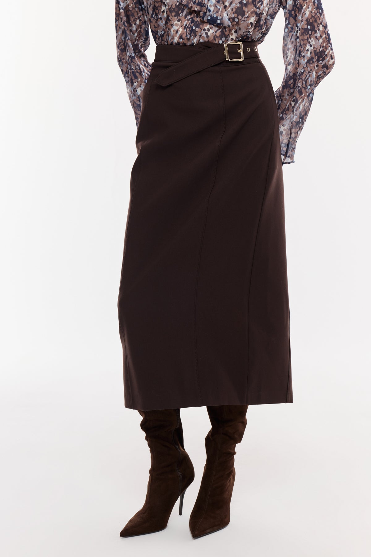 Kuşak Detaylı Kalem Etek