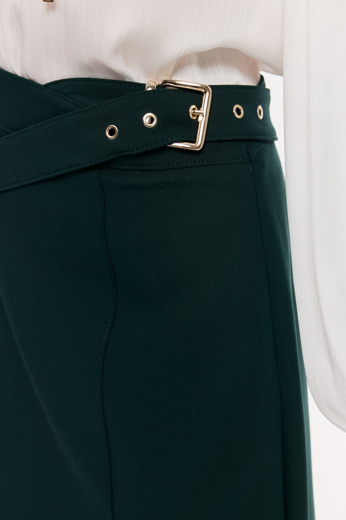 Kuşak Detaylı Kalem Etek