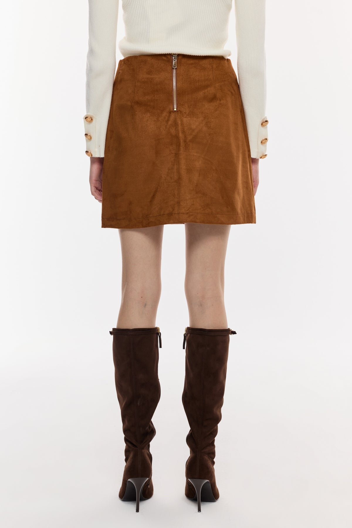 Süet Görünümlü Mini Etek