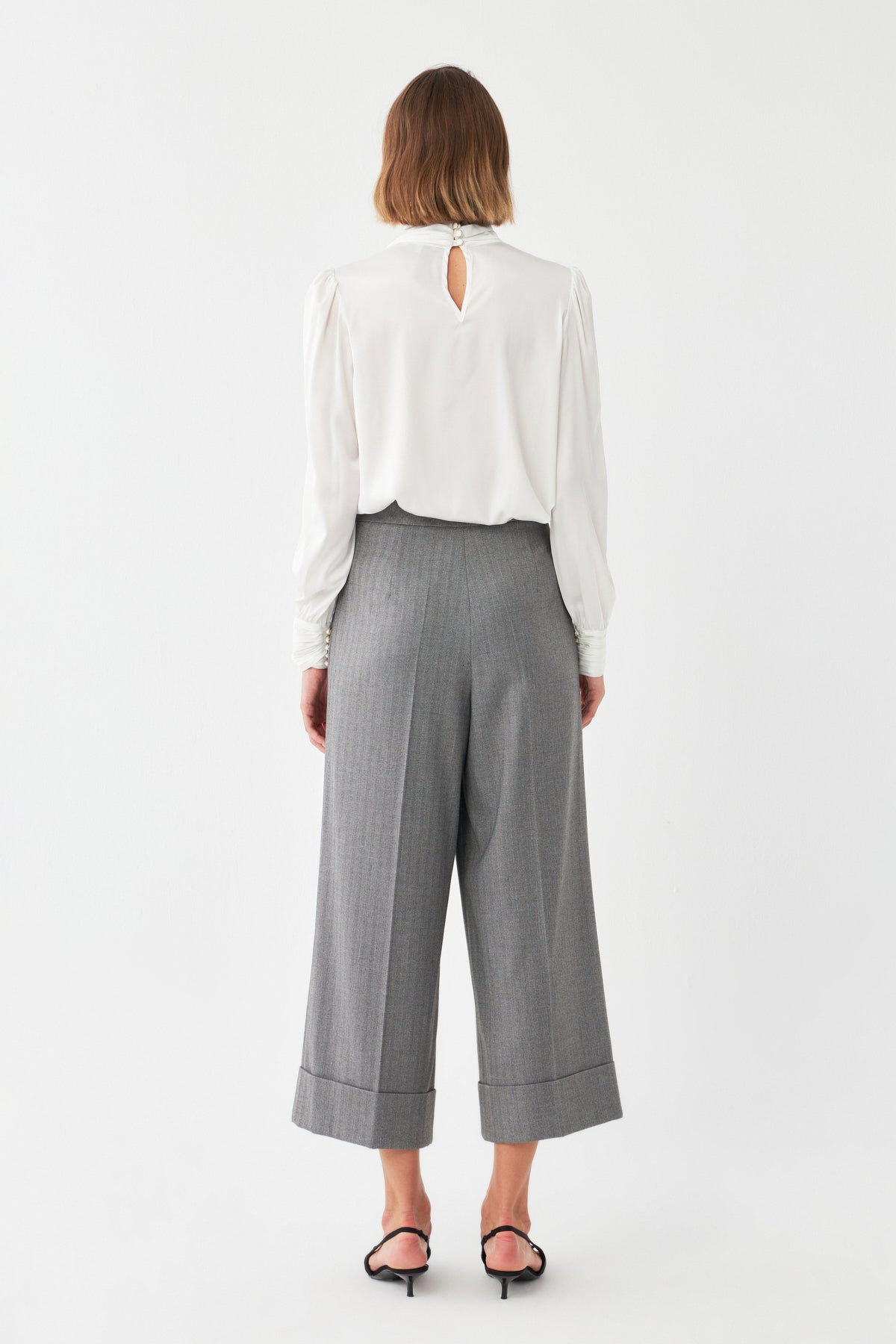 Çizgili Pileli Palazzo Pantolon