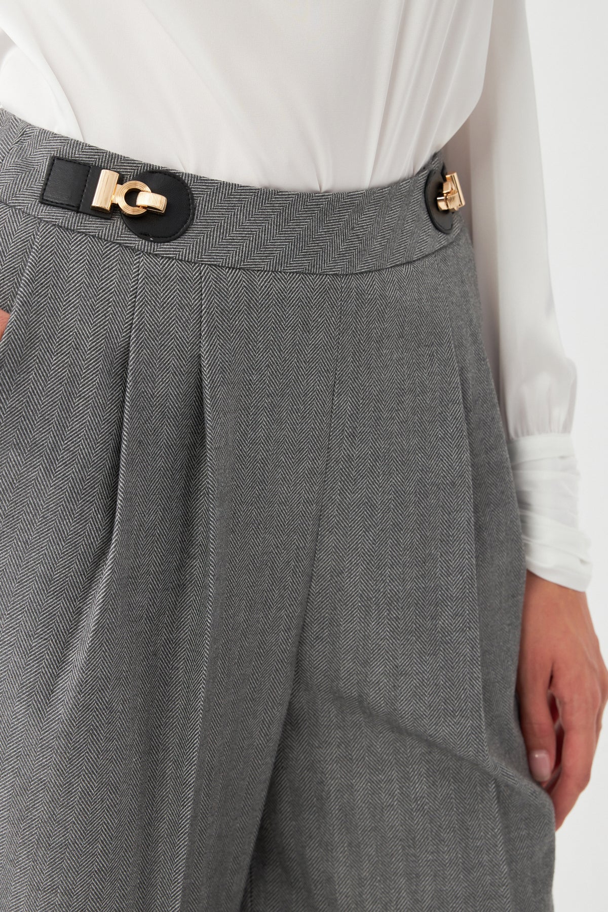 Çizgili Pileli Palazzo Pantolon