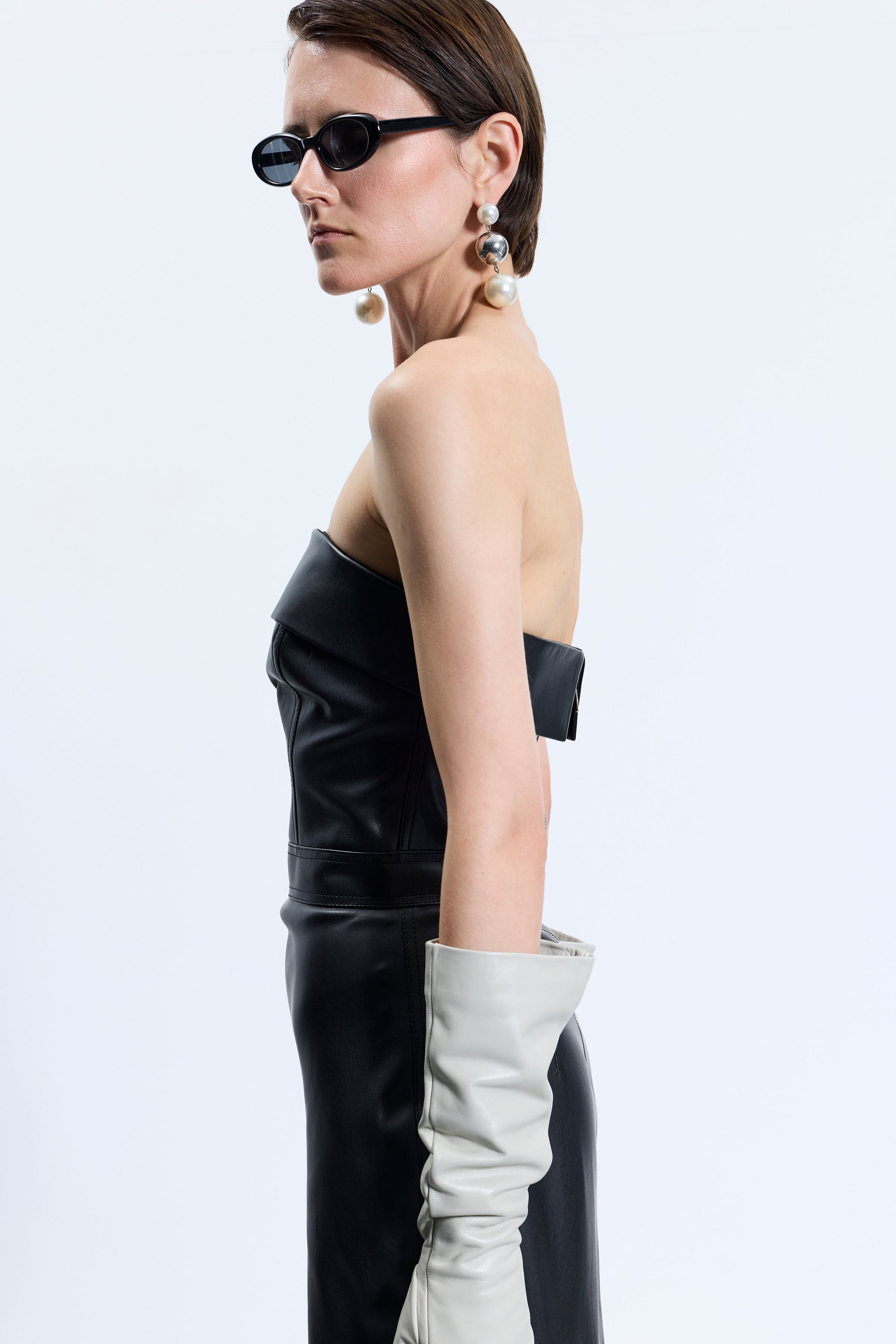 4721 Siyah Deri Elbise