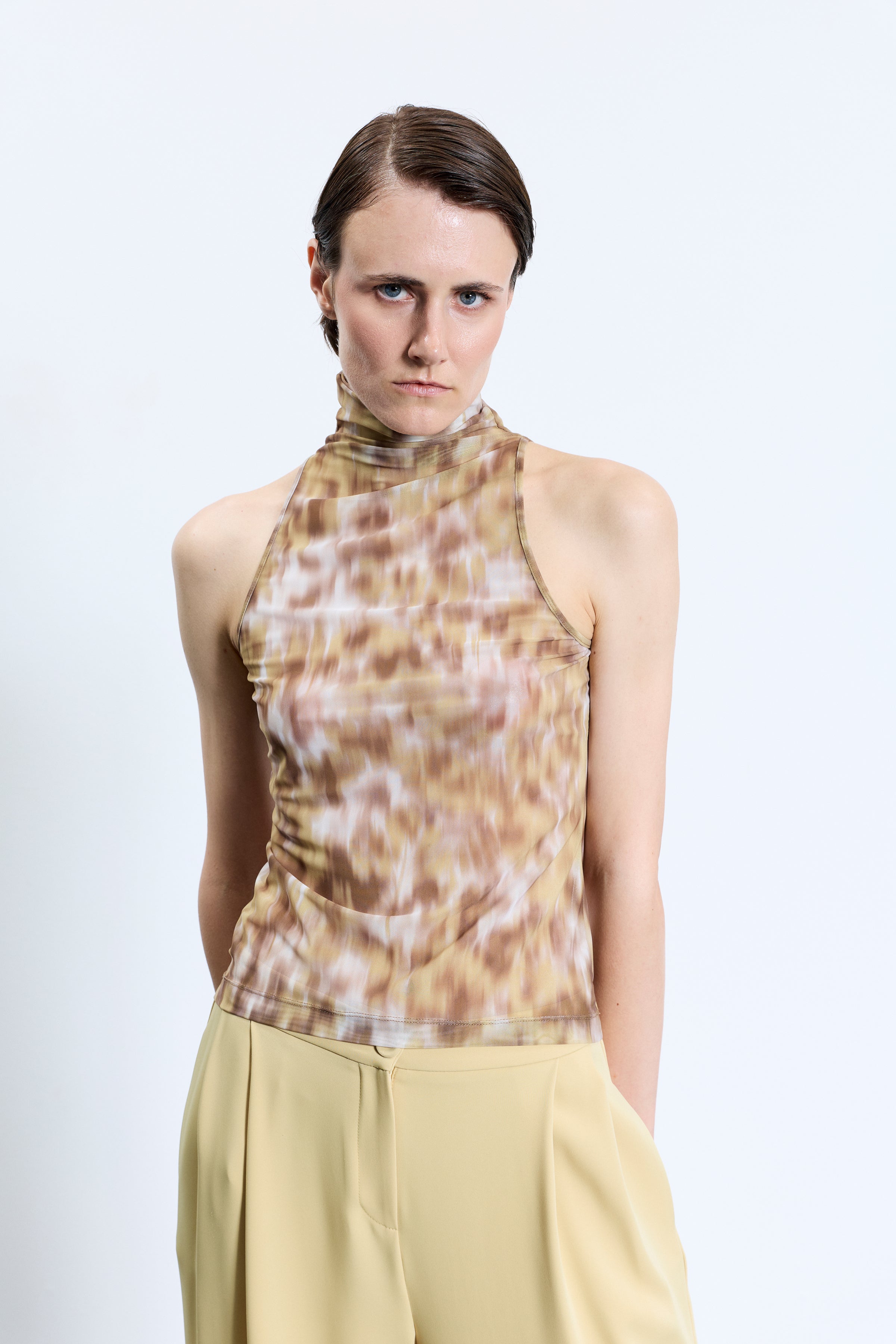 6712 Kahve Tül Bluz