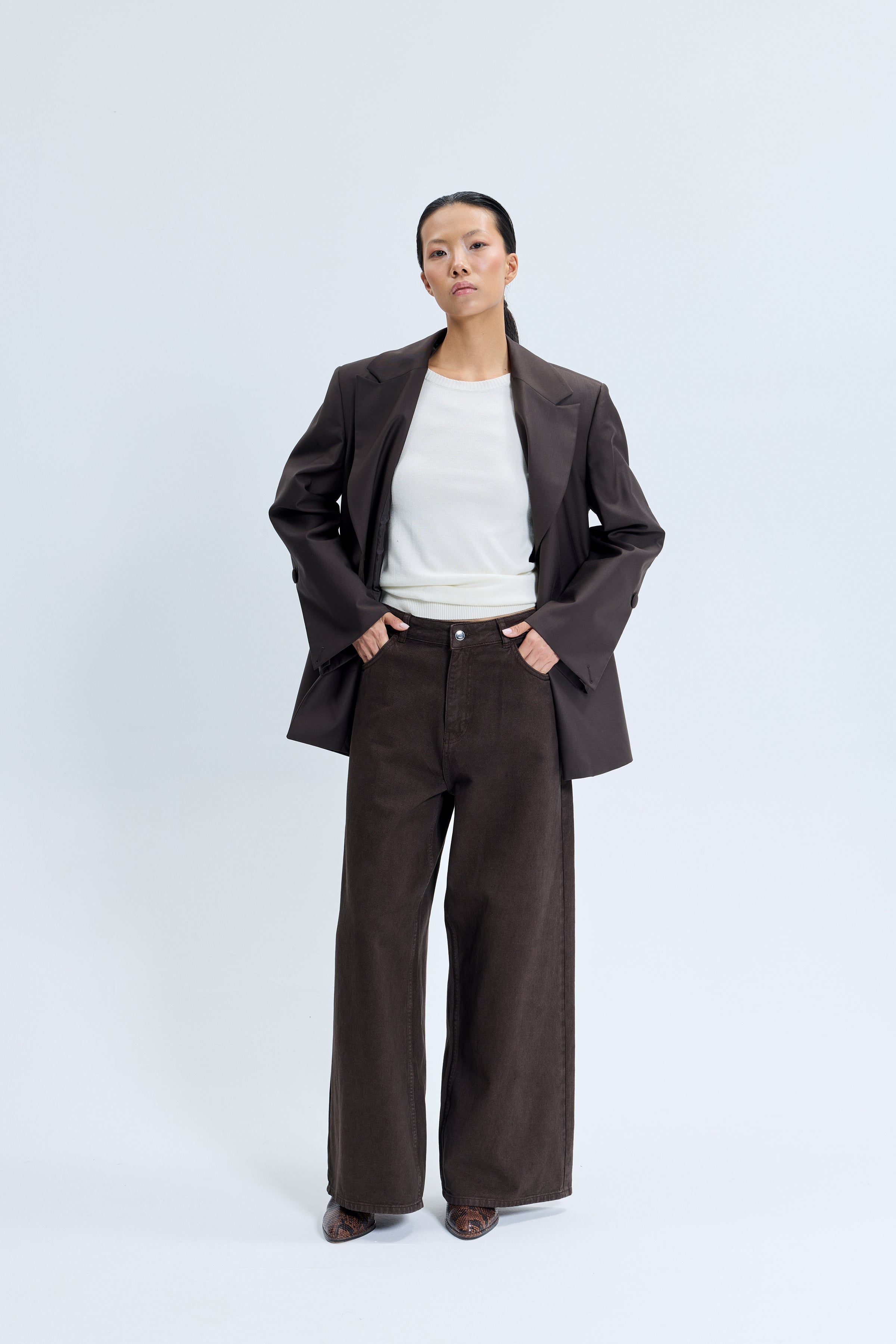 2708 Kahve Denim Pantolon