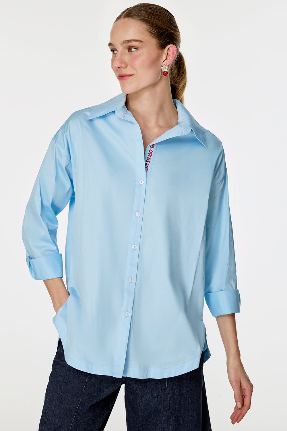 Nakış Detaylı Pamuk Gömlek