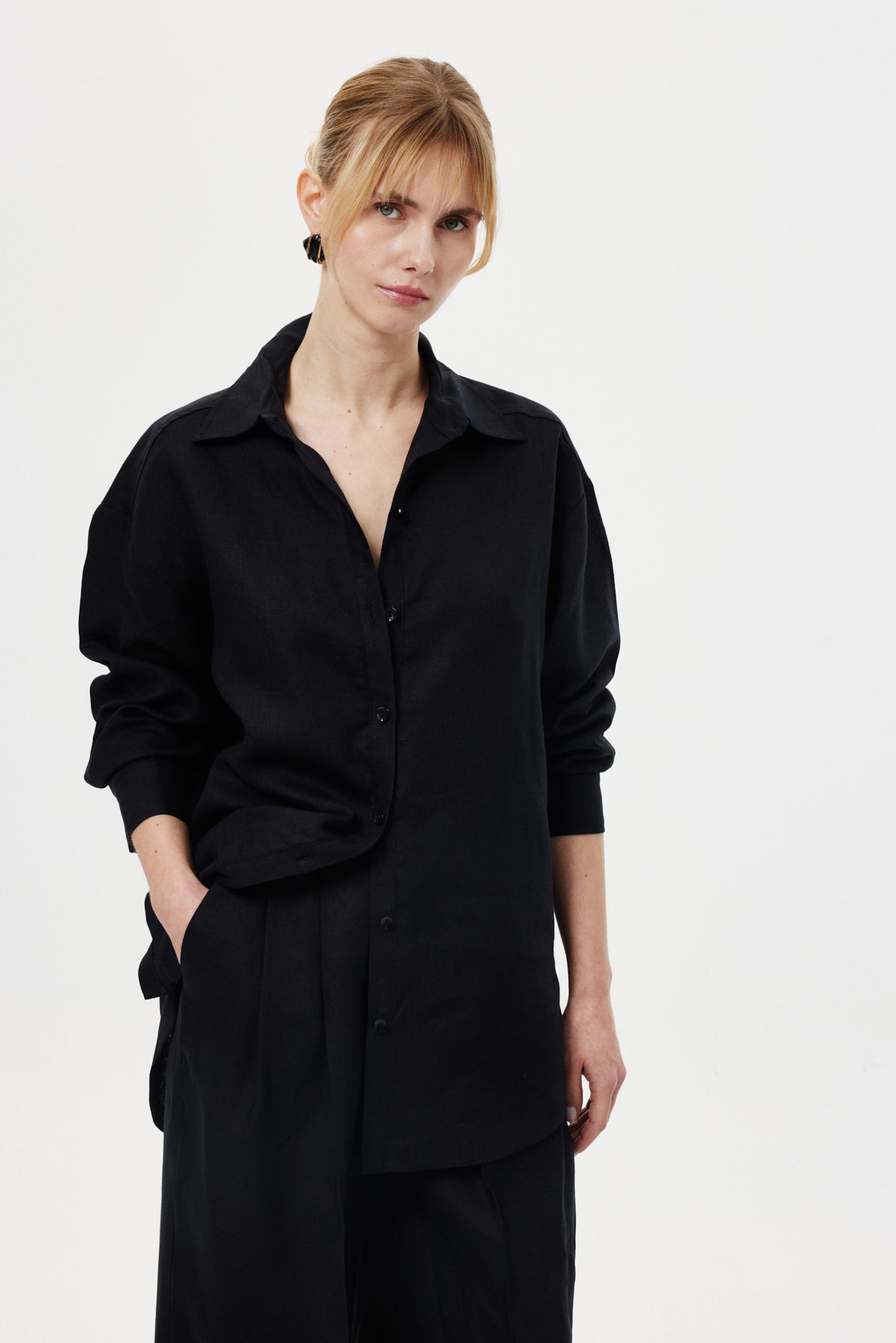 Dökümlü Keten Gömlek