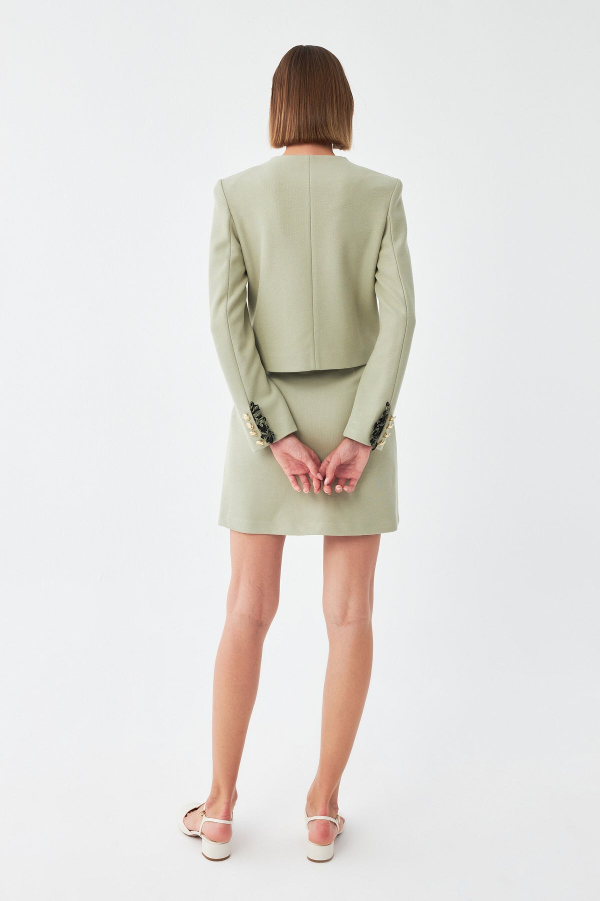 Crop Ceket Etek Takım