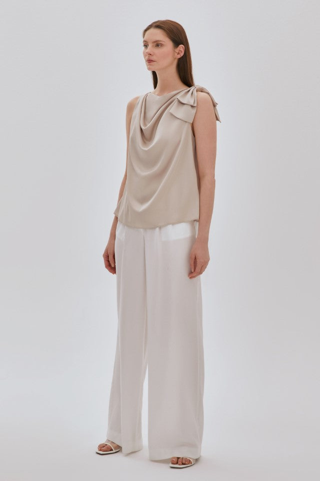 Degaje Yaka Kolsuz Bluz Bej