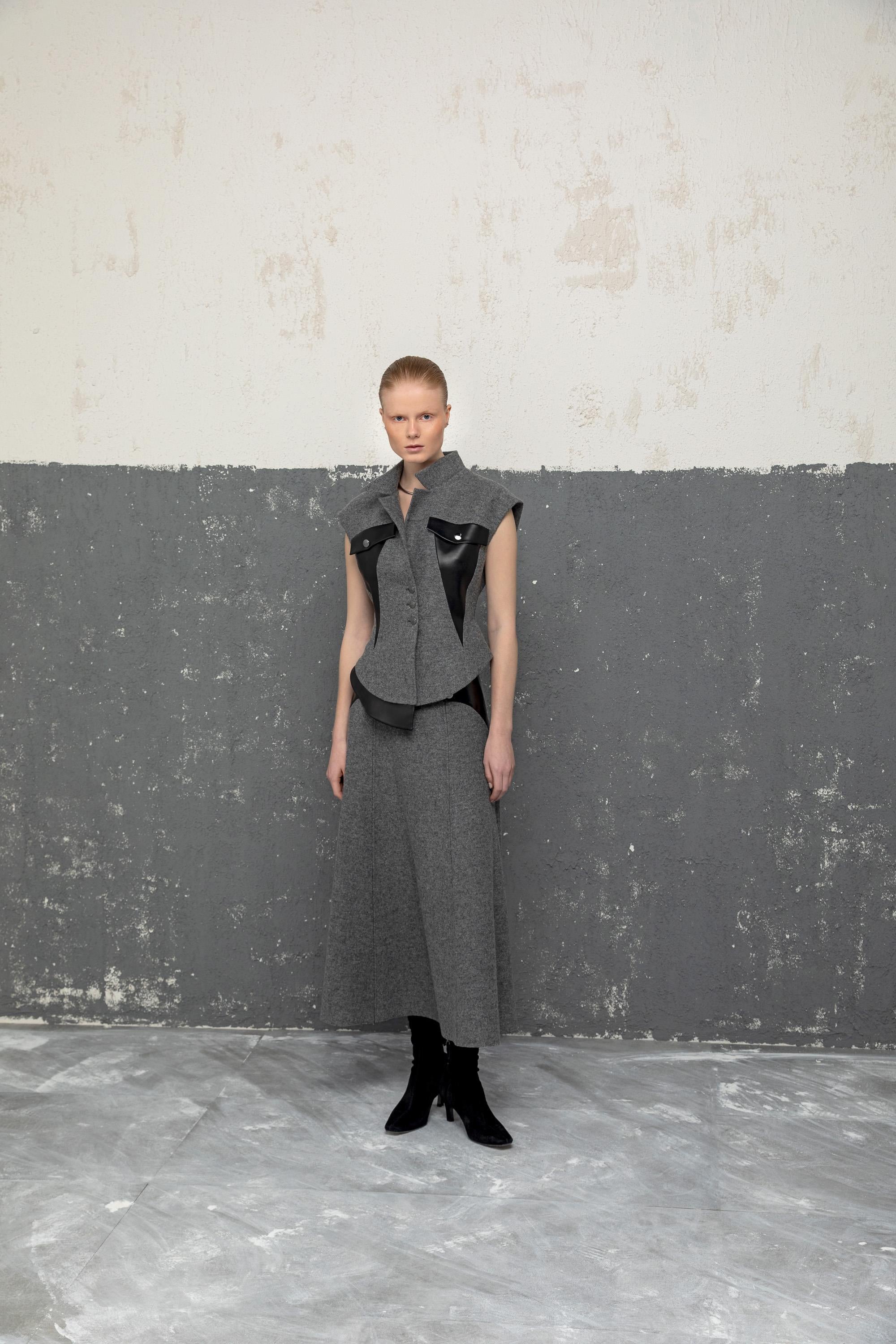 DERİ DETAYLI UZUN ETEK 26W30816